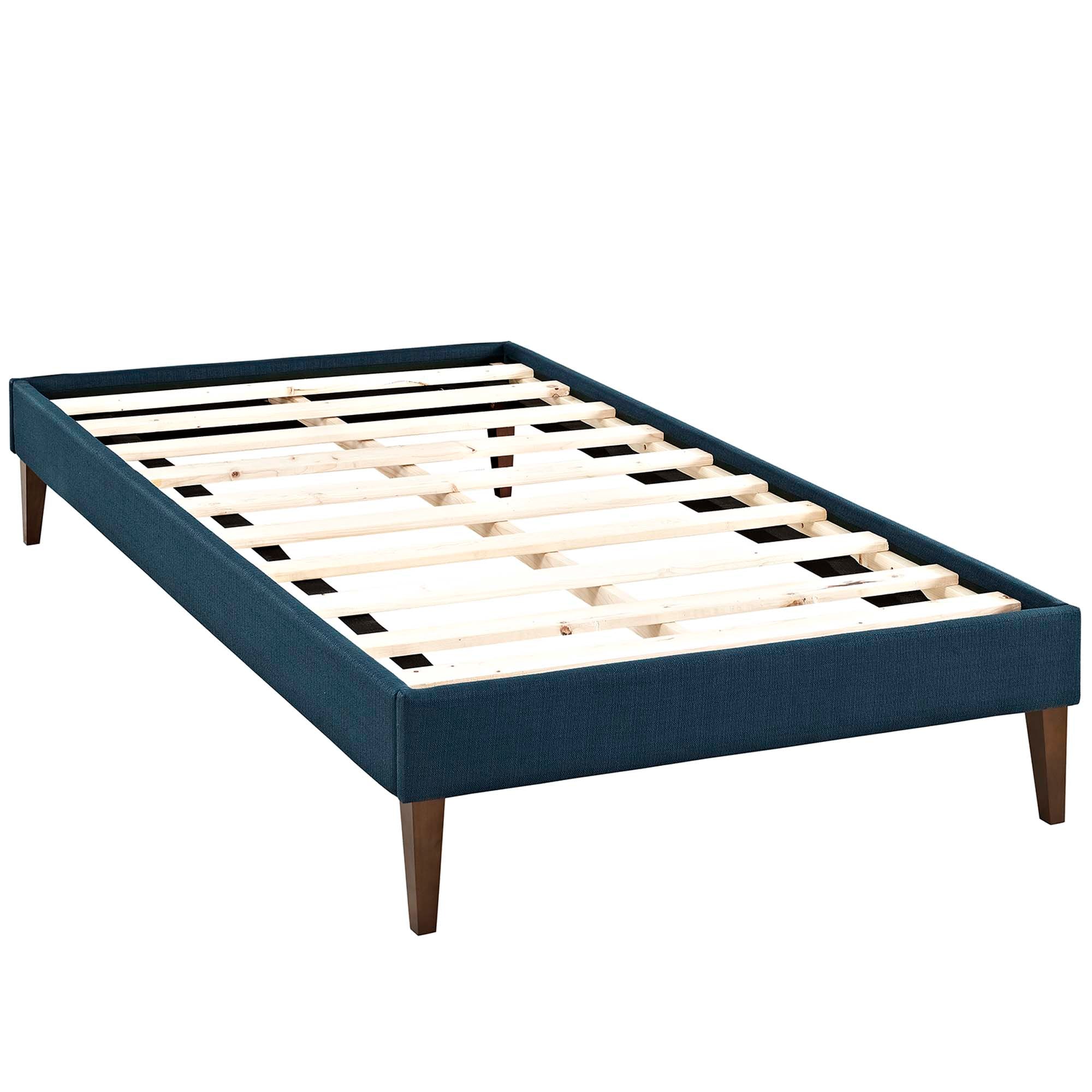 Tessie Azure Twin Fabric Bed Frame with Squared Tapered Legs