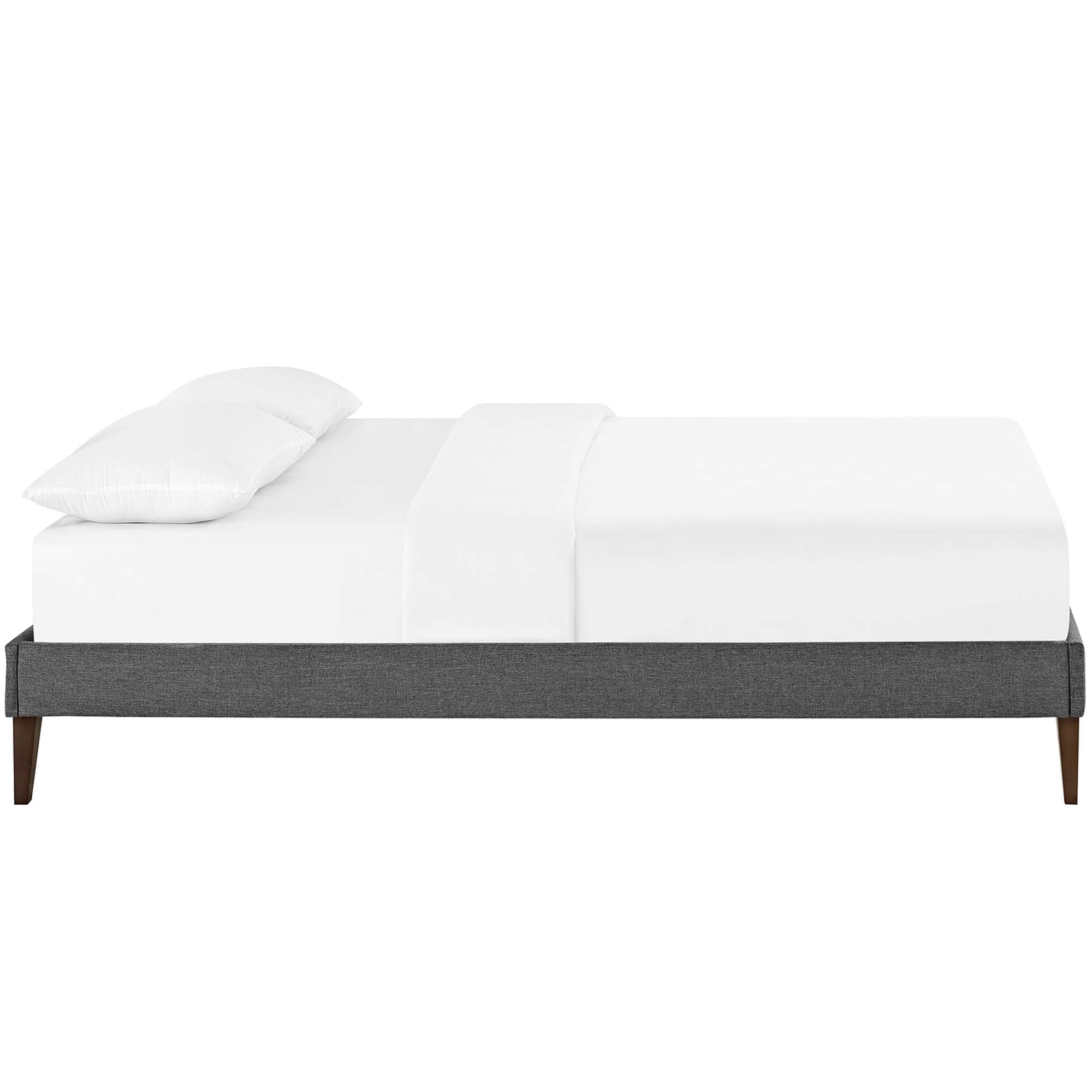 Tessie Gray King Fabric Bed Frame with Squared Tapered Legs