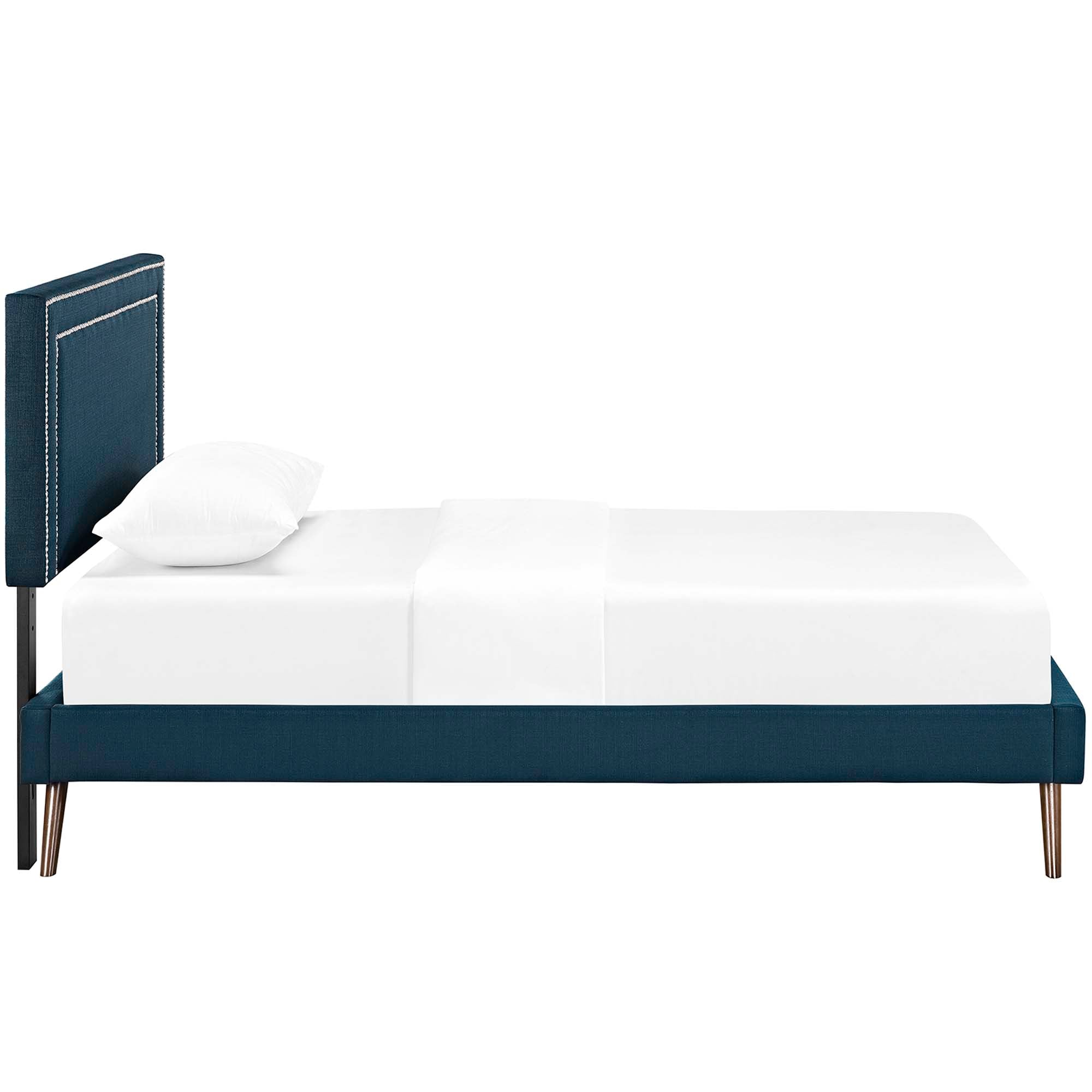 Azure Twin Montgomery Upholstered Platform Bed – Solid Wood Frame with Tapered Legs