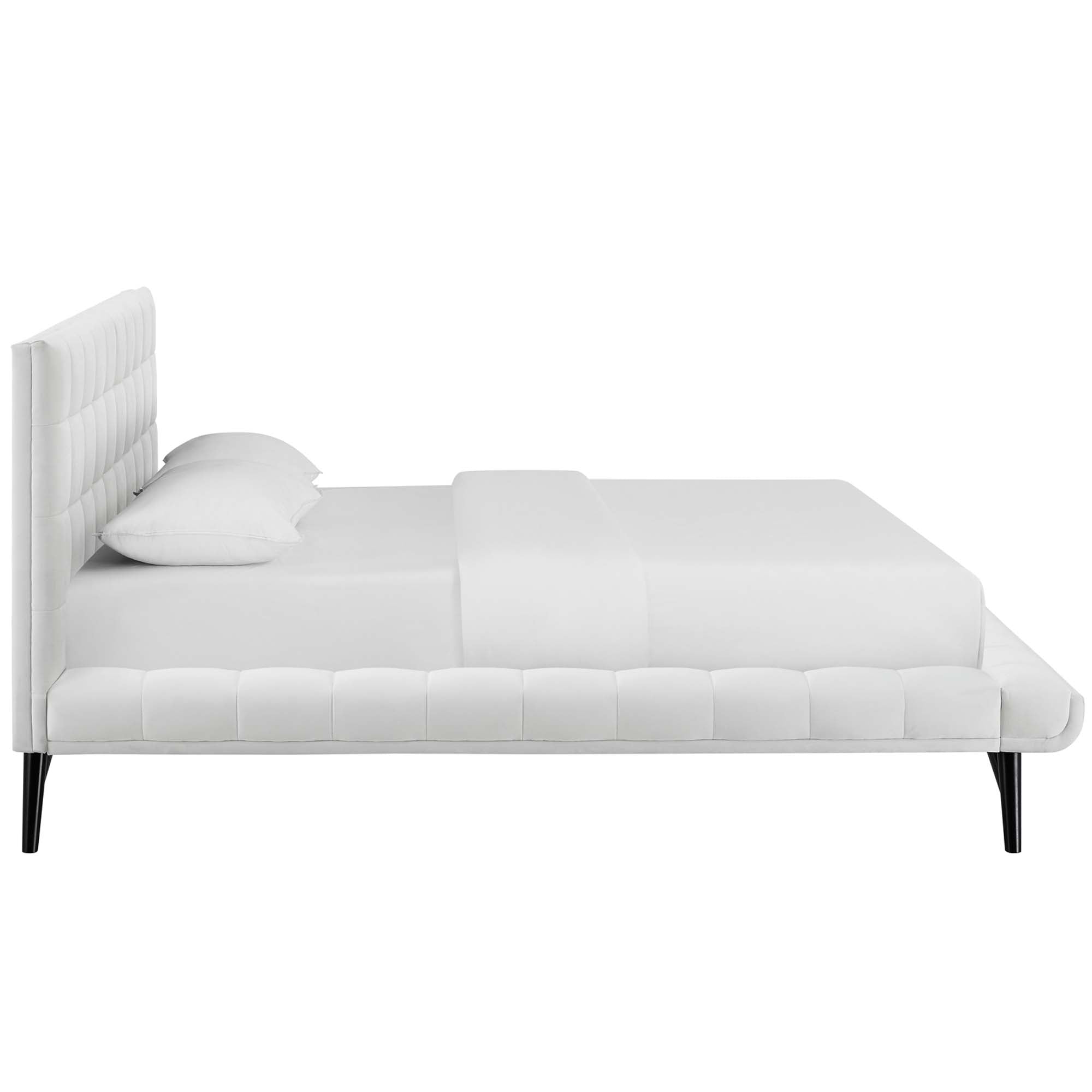 Julia Biscuit Tufted Performance Velvet Queen Platform Bed, White