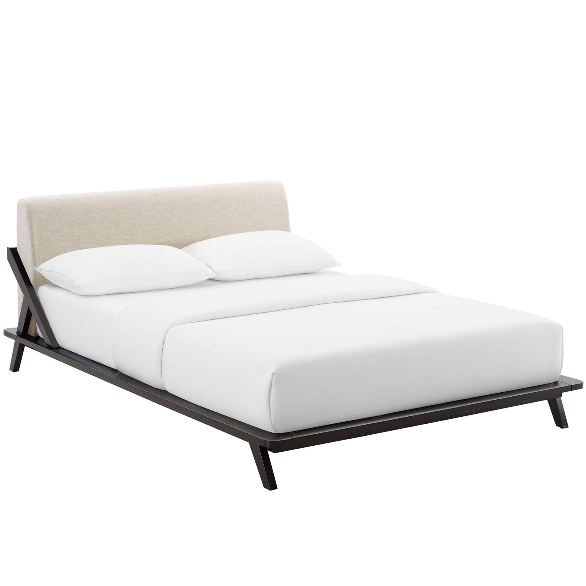 Wynrose Queen Upholstered Platform Bed – Cappuccino Grey Memory Foam Ready
