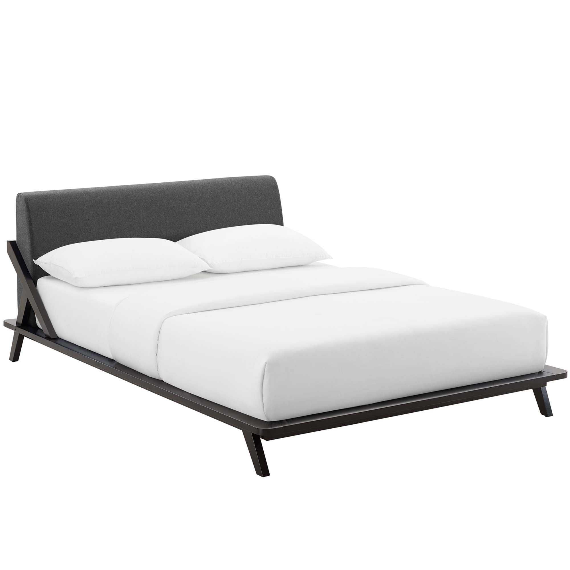 Wynrose Queen Upholstered Platform Bed – Cappuccino Grey Memory Foam Ready