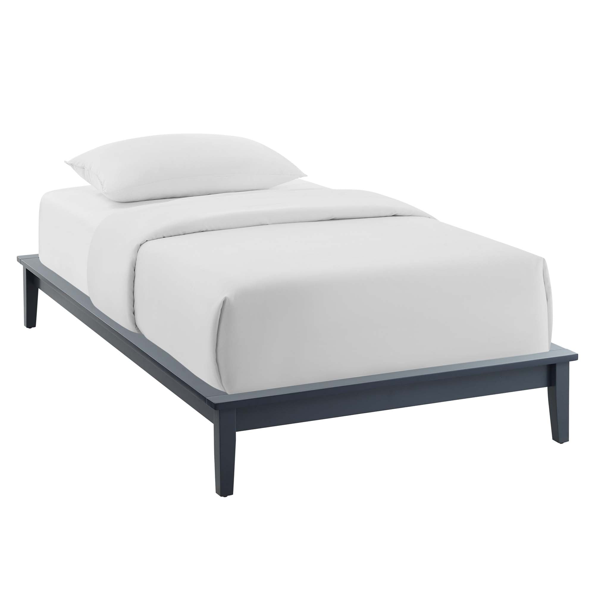 Baron Grey Twin Wood Platform Bed Frame – Rustic Solid Wood Design