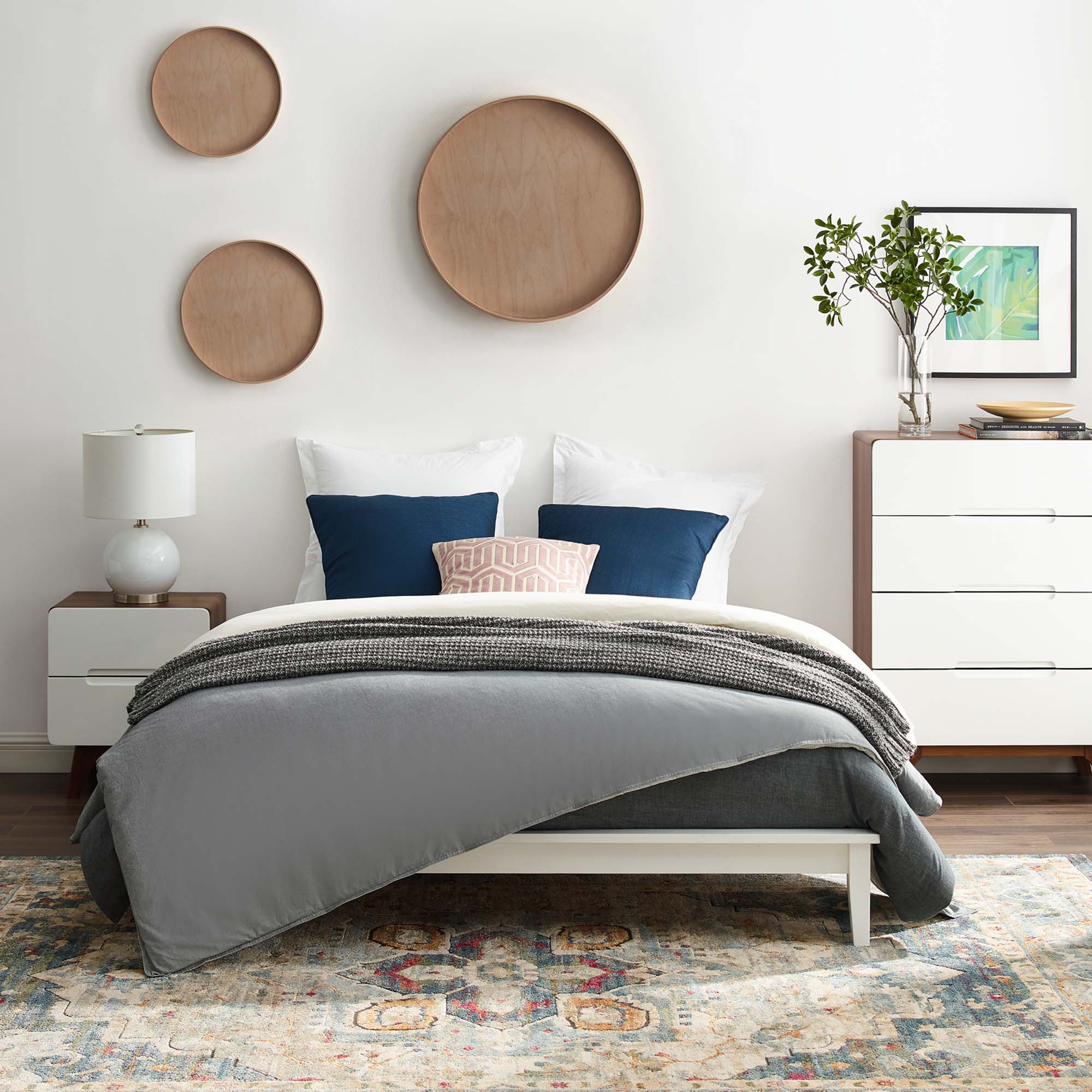Marlyn King Wood Platform Bed Frame – No Box Spring Needed