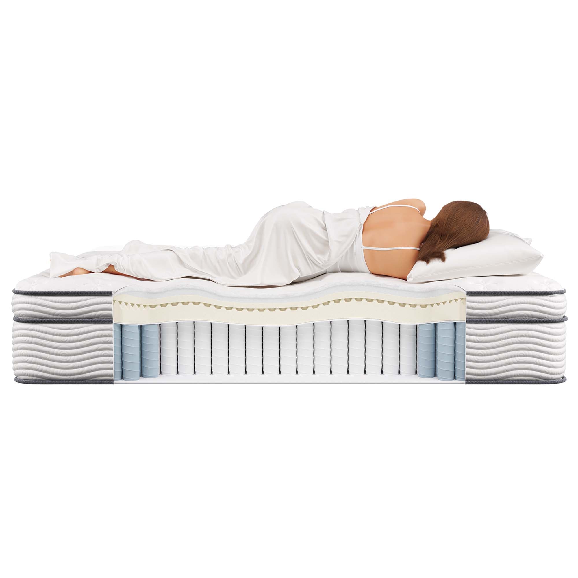 Jenna 14" Innerspring and Foam Queen Mattress, White