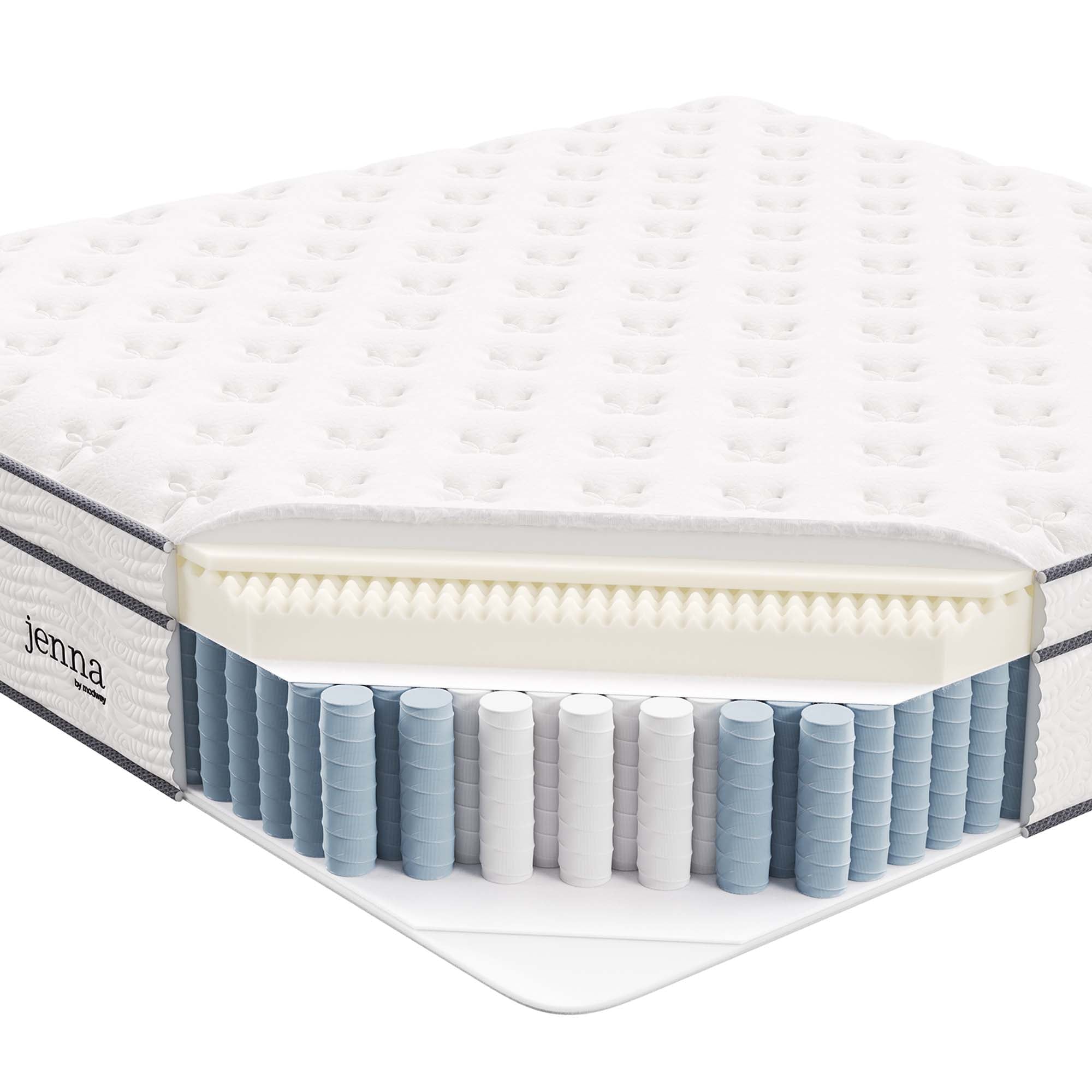 Jenna 14" Innerspring and Foam King Mattress, White