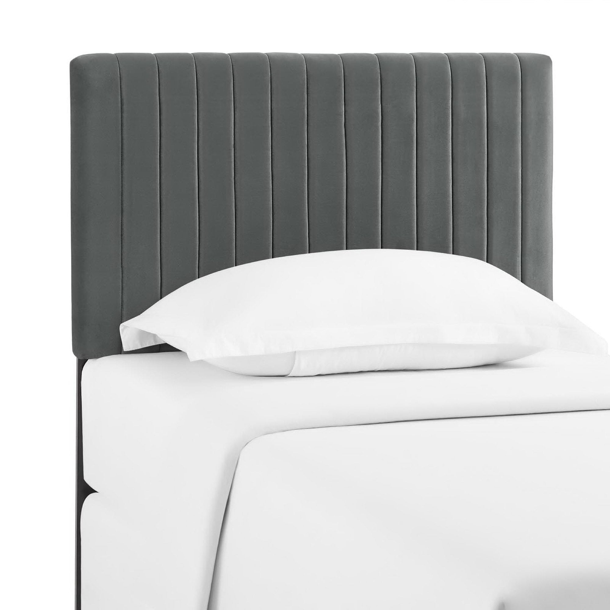 Keira Performance Velvet Twin Headboard, Gray