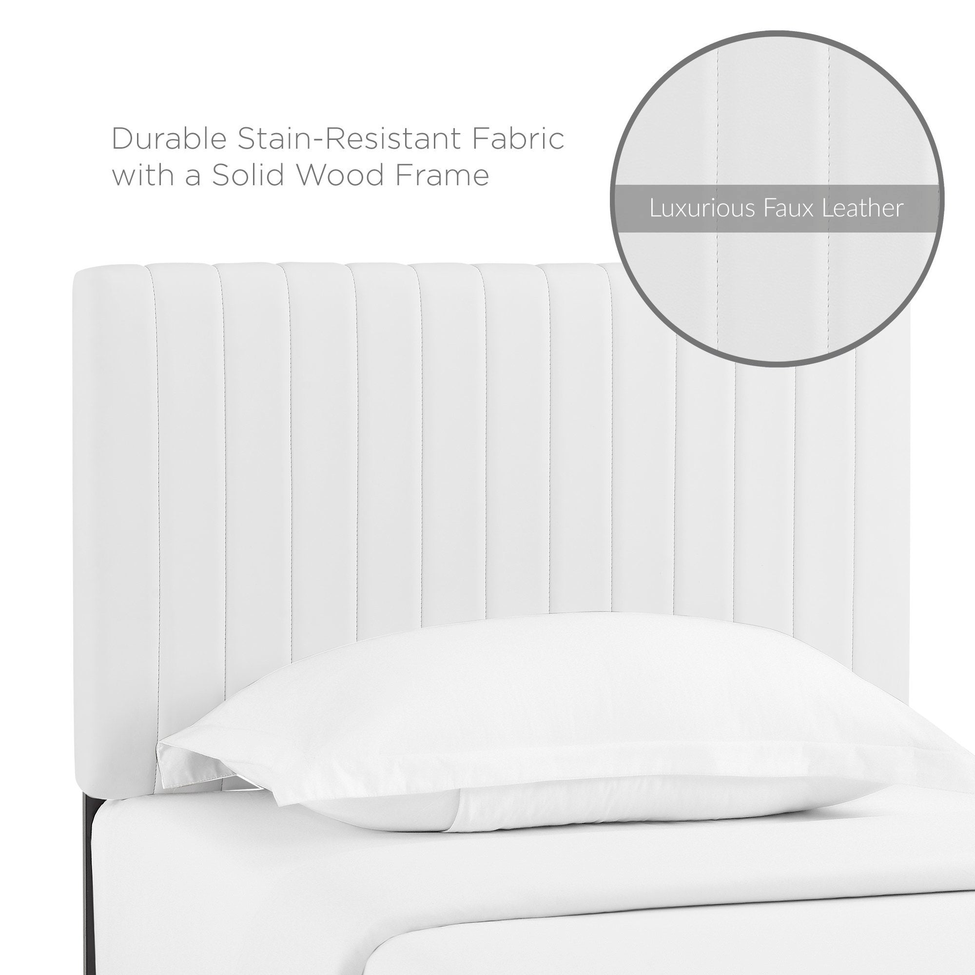 Keira Faux Leather Twin Headboard, White