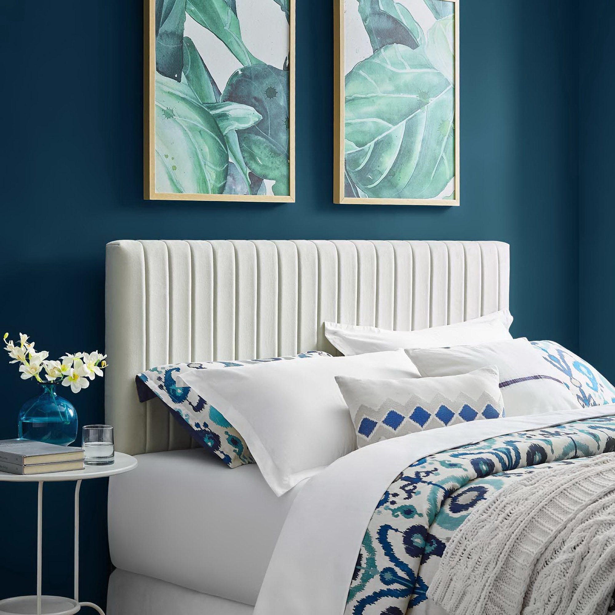 Keira Performance Velvet Full / Queen Headboard, Ivory