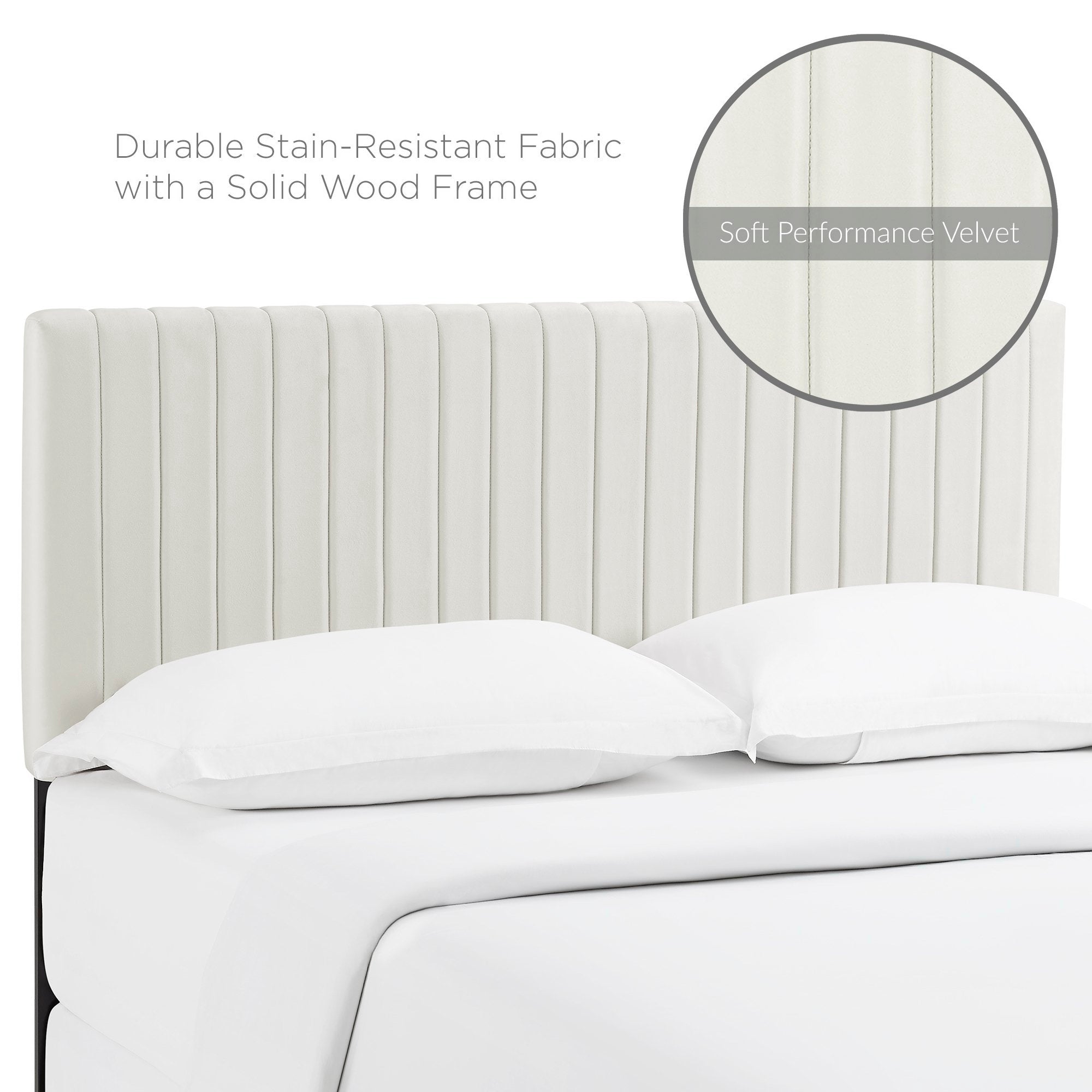 Keira Performance Velvet Full / Queen Headboard, Ivory