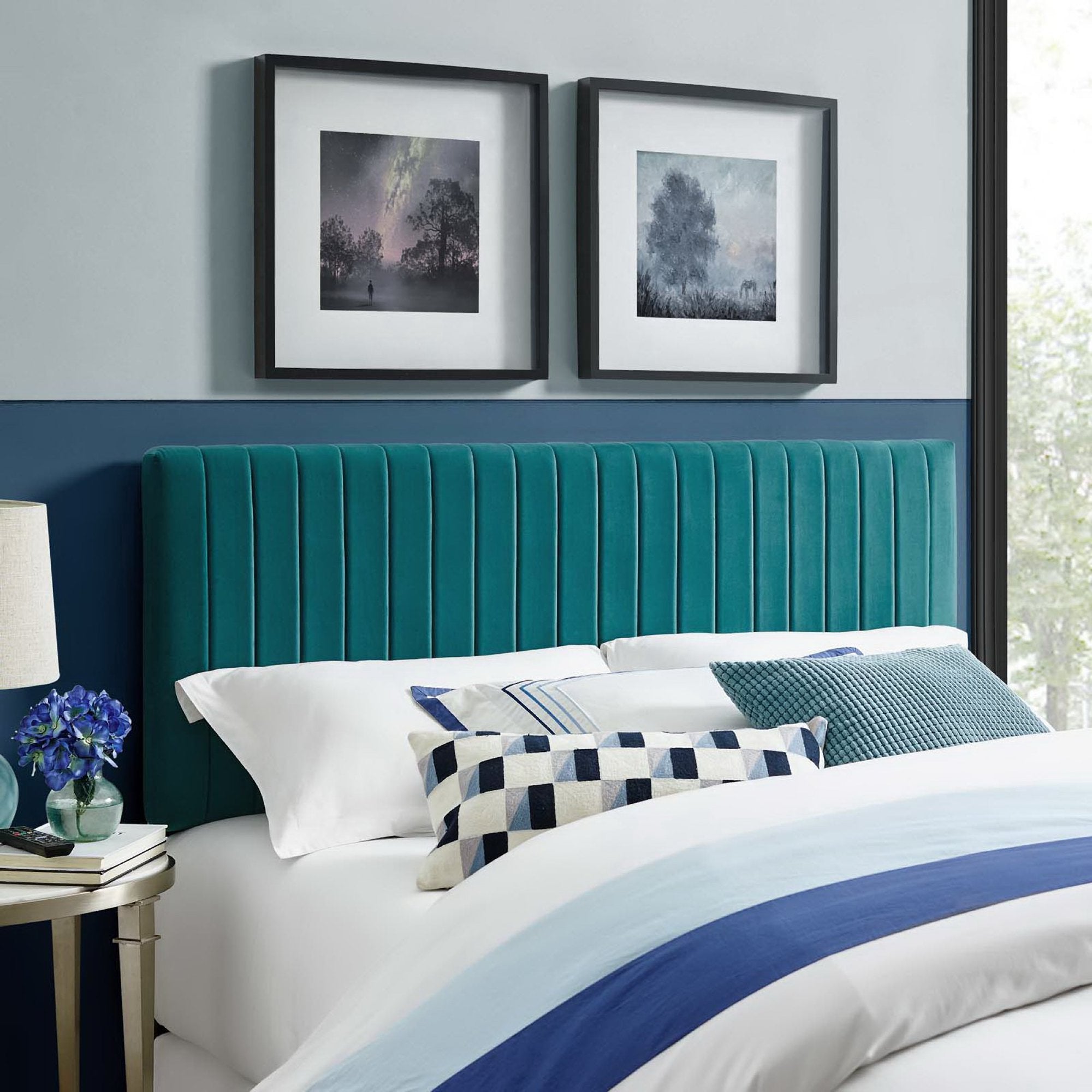 Keira Performance Velvet Full / Queen Headboard, Teal