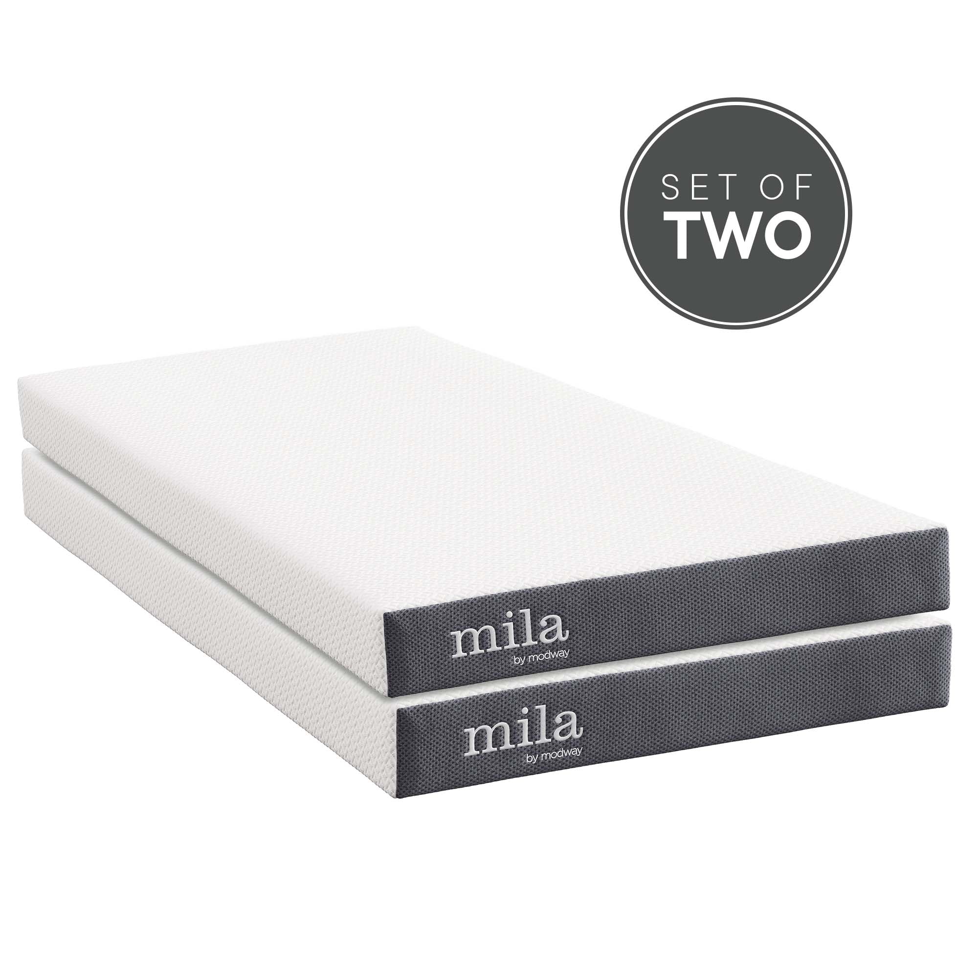 Mila 6" Foam Twin Mattress Set of 2, White
