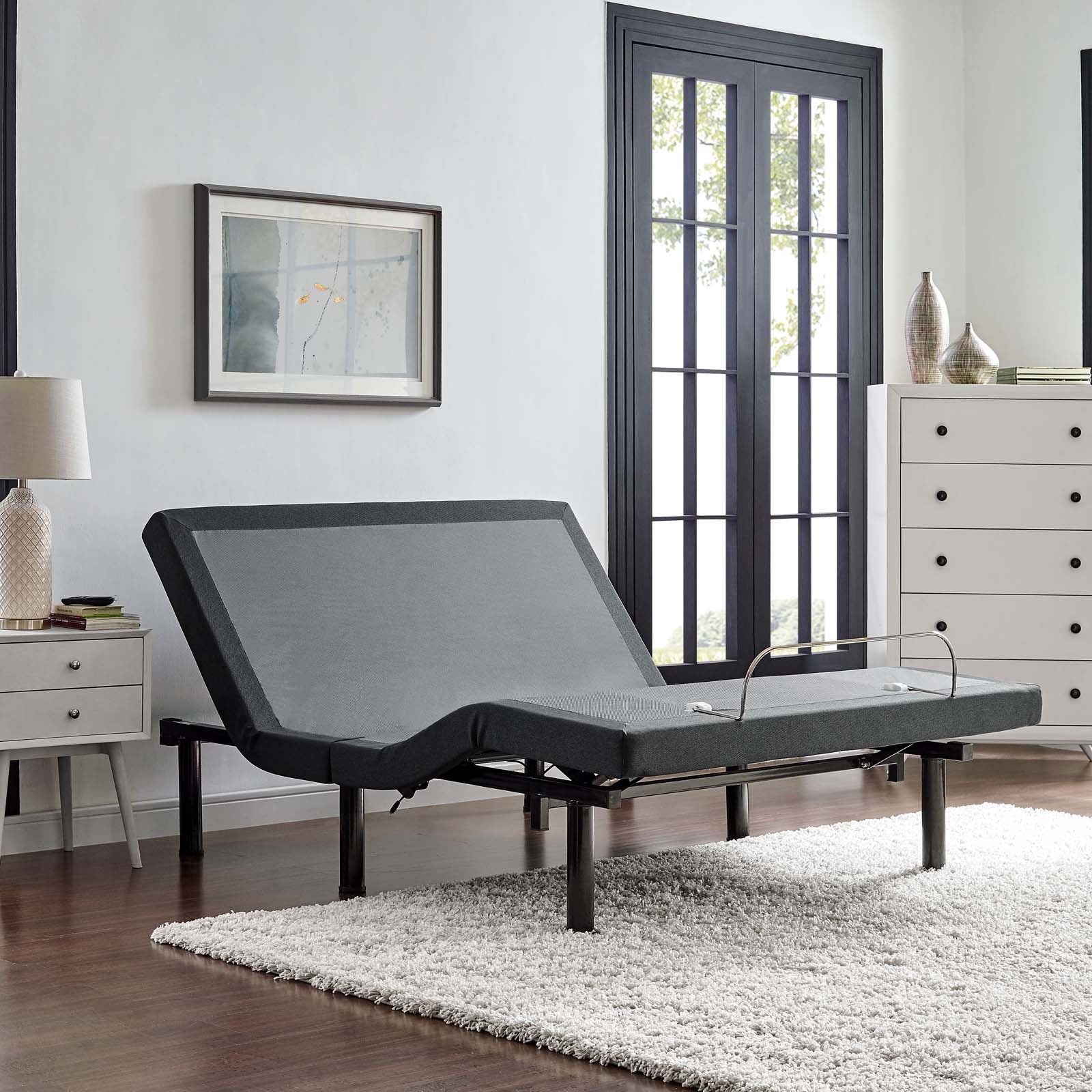 Emerson Queen Grey Remote Control Adjustable Bed Base – Zero Gravity Steel Frame