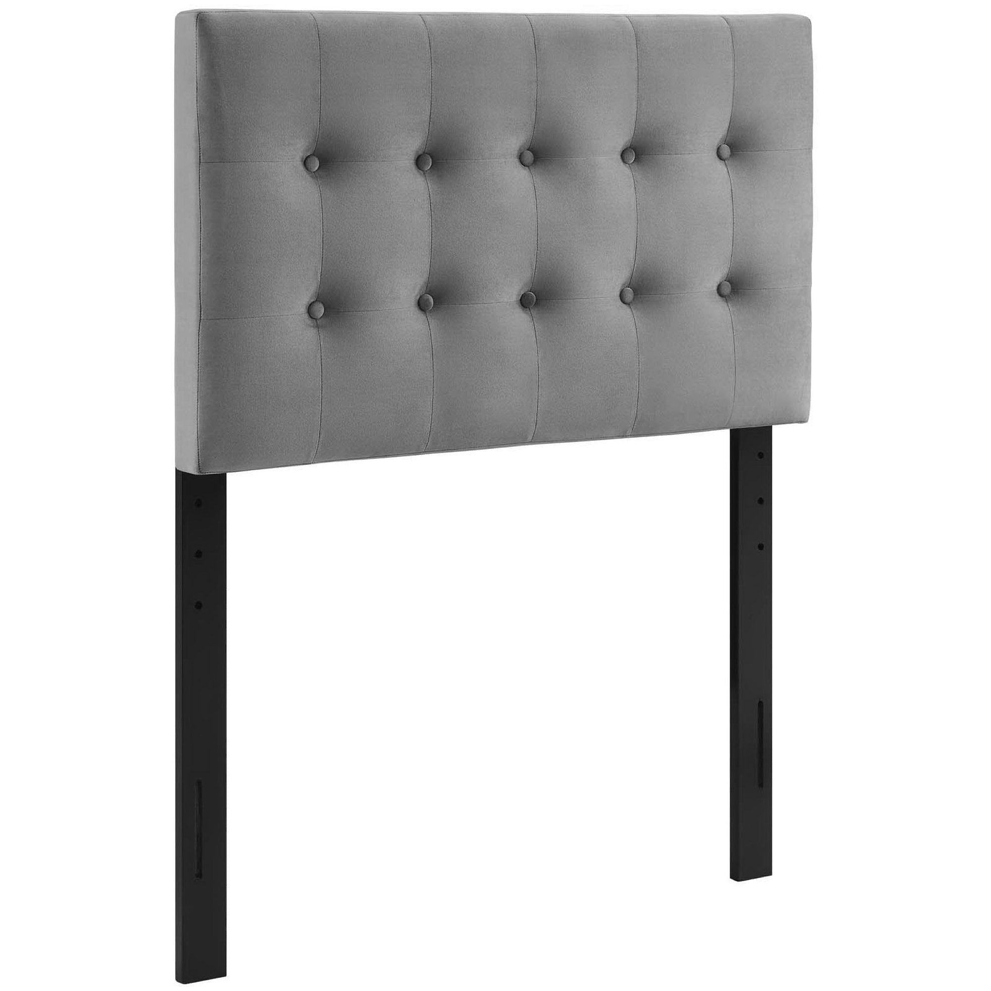 Emily Biscuit Tufted Performance Velvet Twin Headboard, Gray