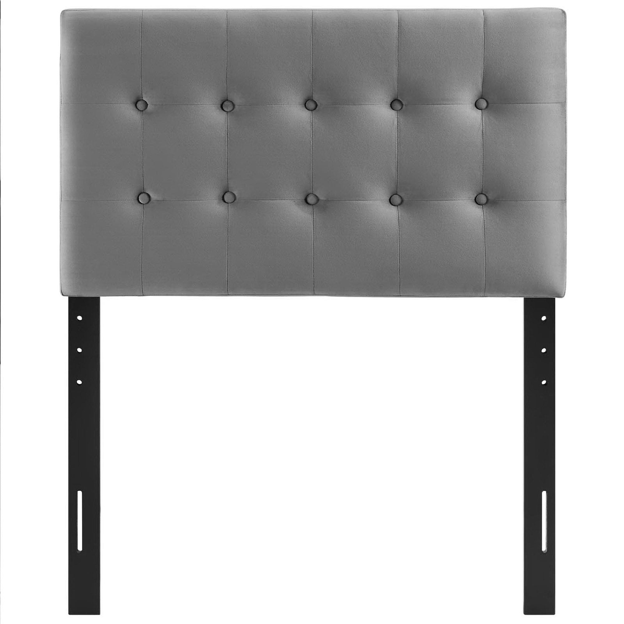 Emily Biscuit Tufted Performance Velvet Twin Headboard, Gray