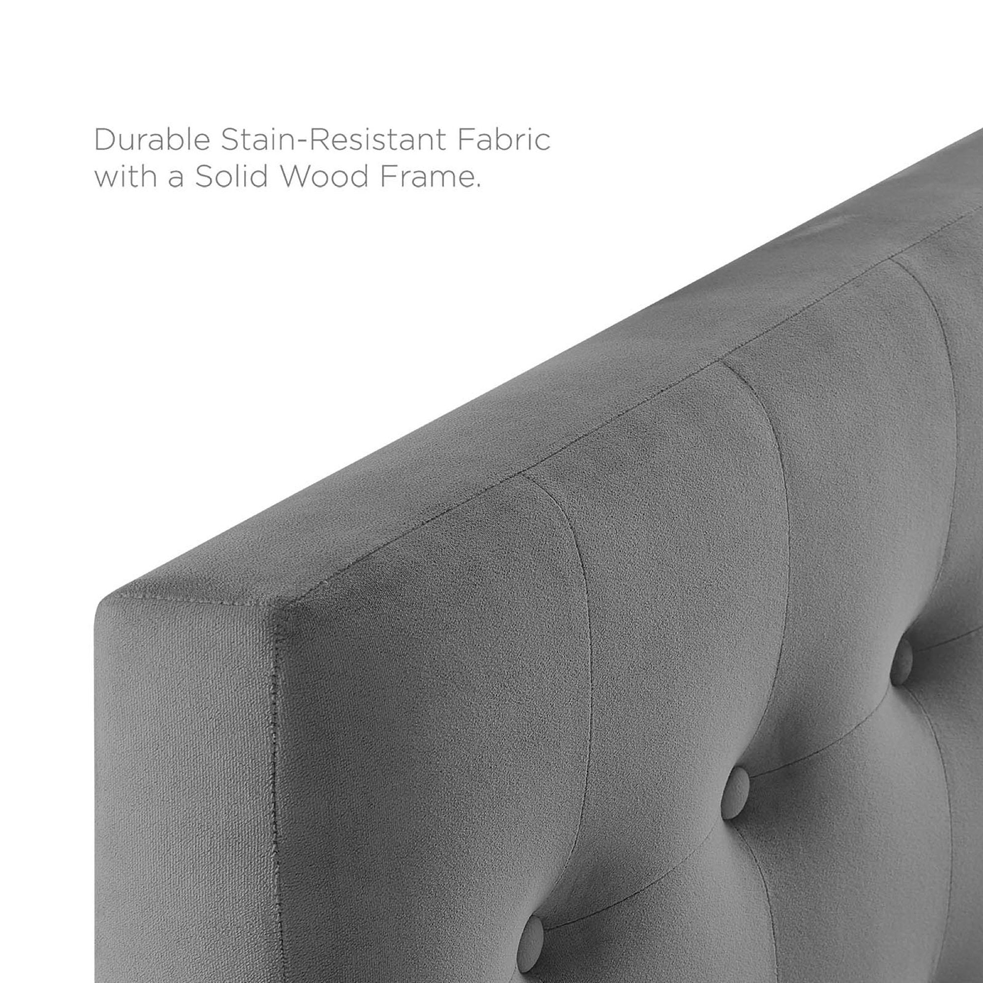 Emily Biscuit Tufted Performance Velvet Twin Headboard, Gray