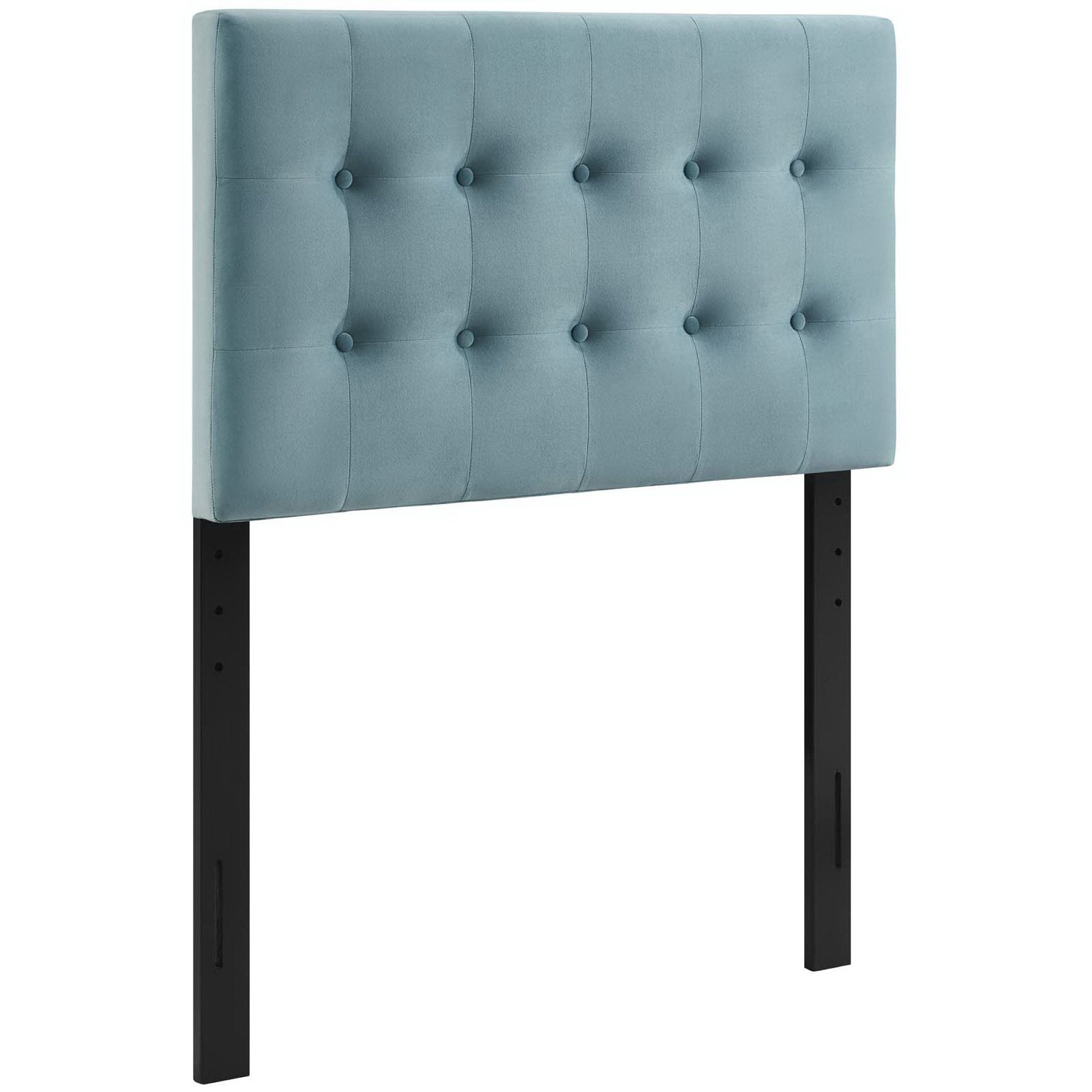 Emily Biscuit Tufted Performance Velvet Twin Headboard, Light Blue