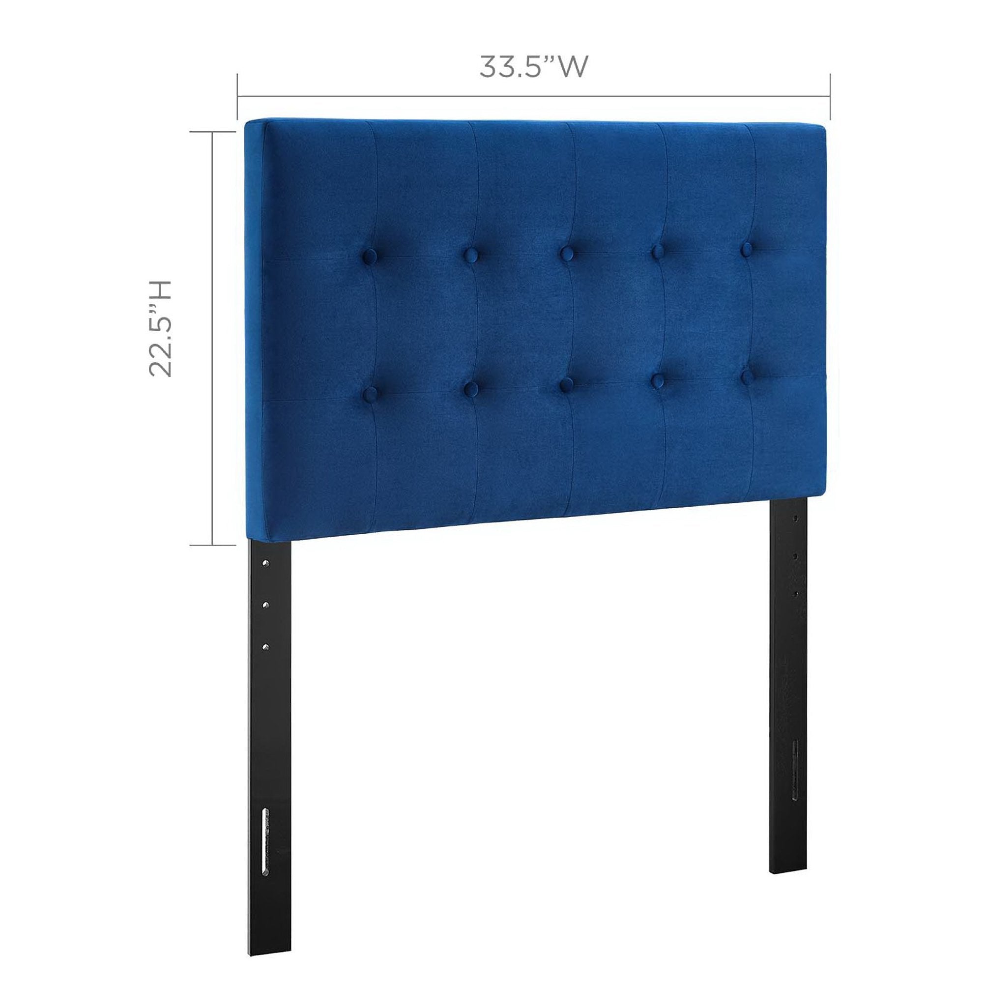 Emily Biscuit Tufted Performance Velvet Twin Headboard, Navy