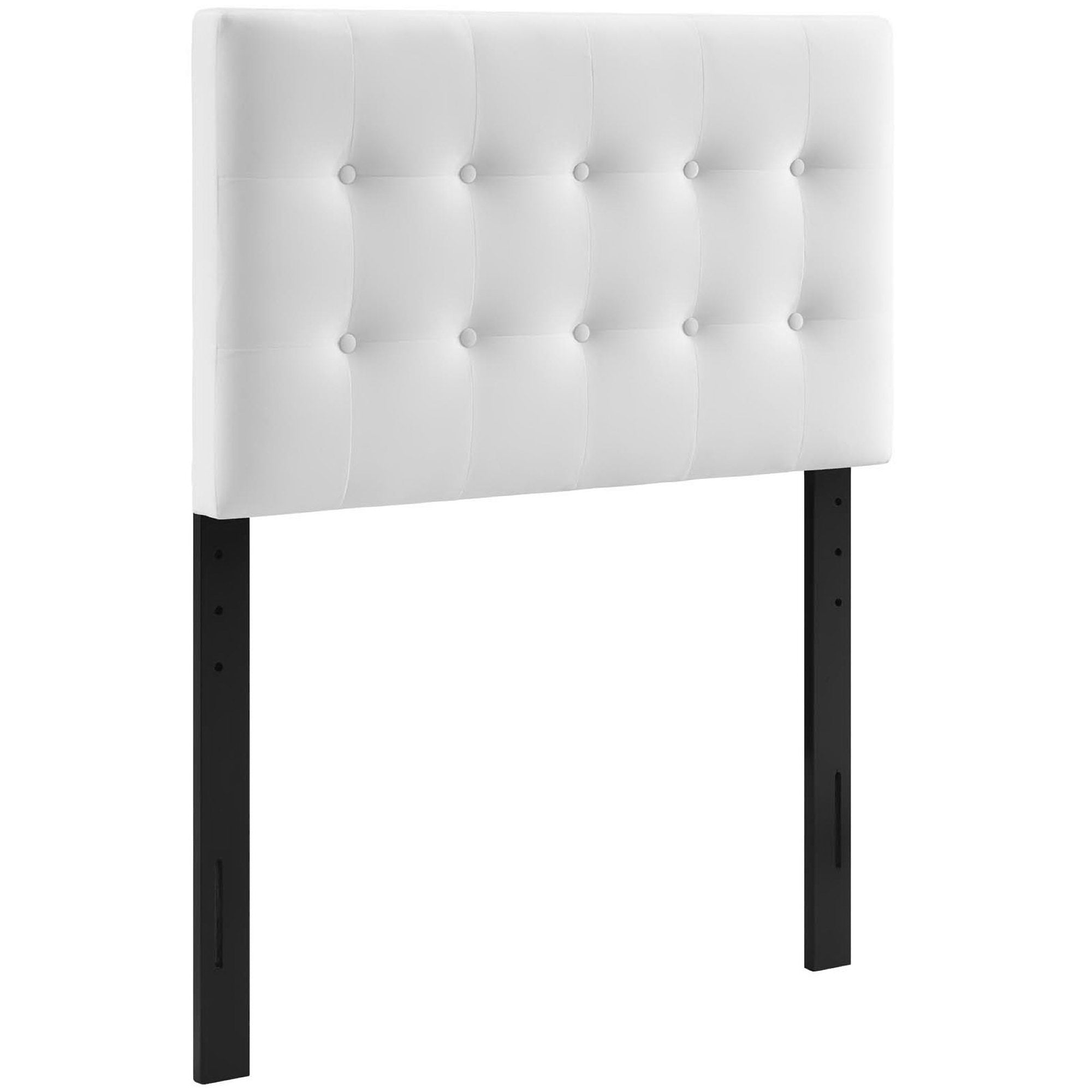 Emily Biscuit Tufted Performance Velvet Twin Headboard, White