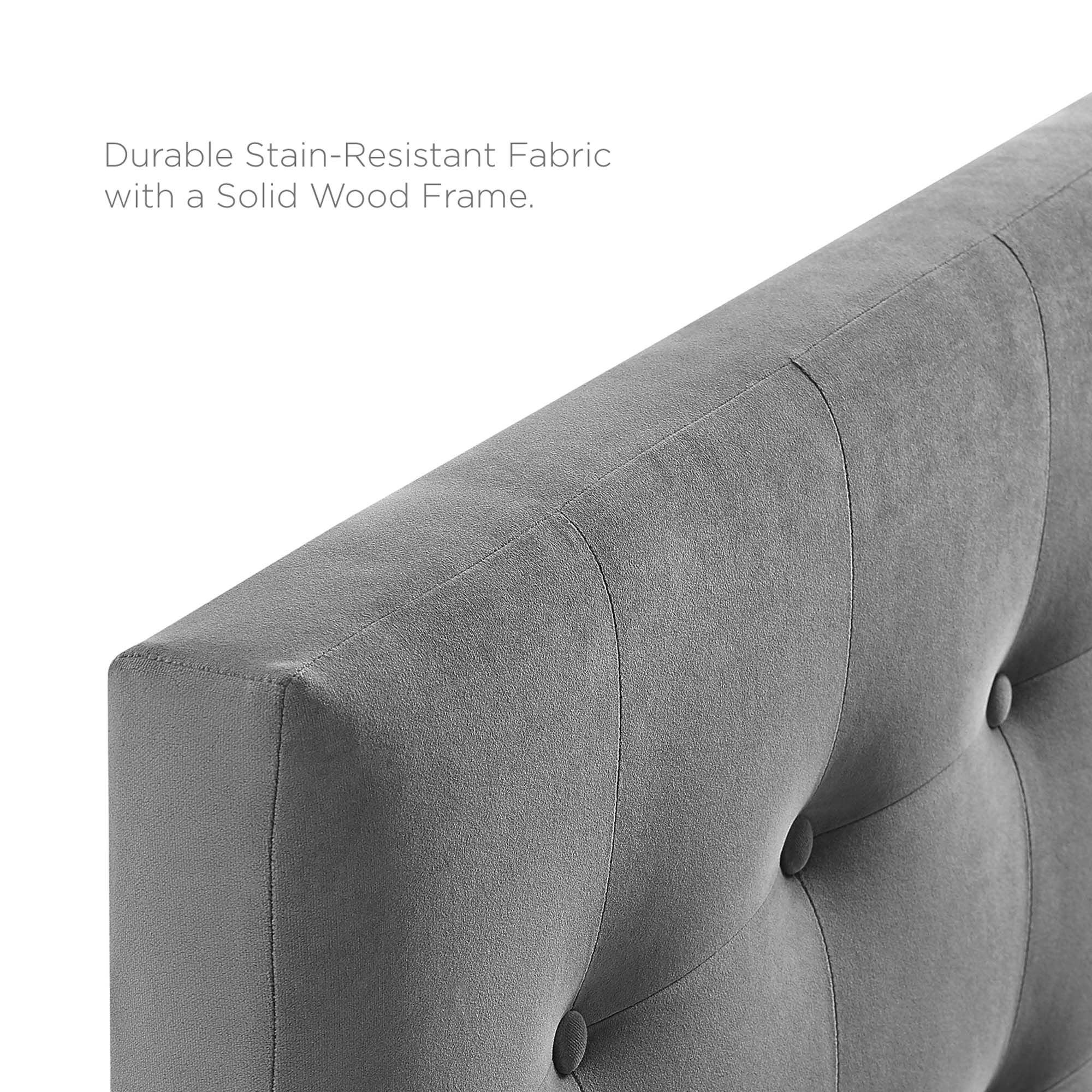 Emily Biscuit Tufted Performance Velvet Full Headboard, Gray