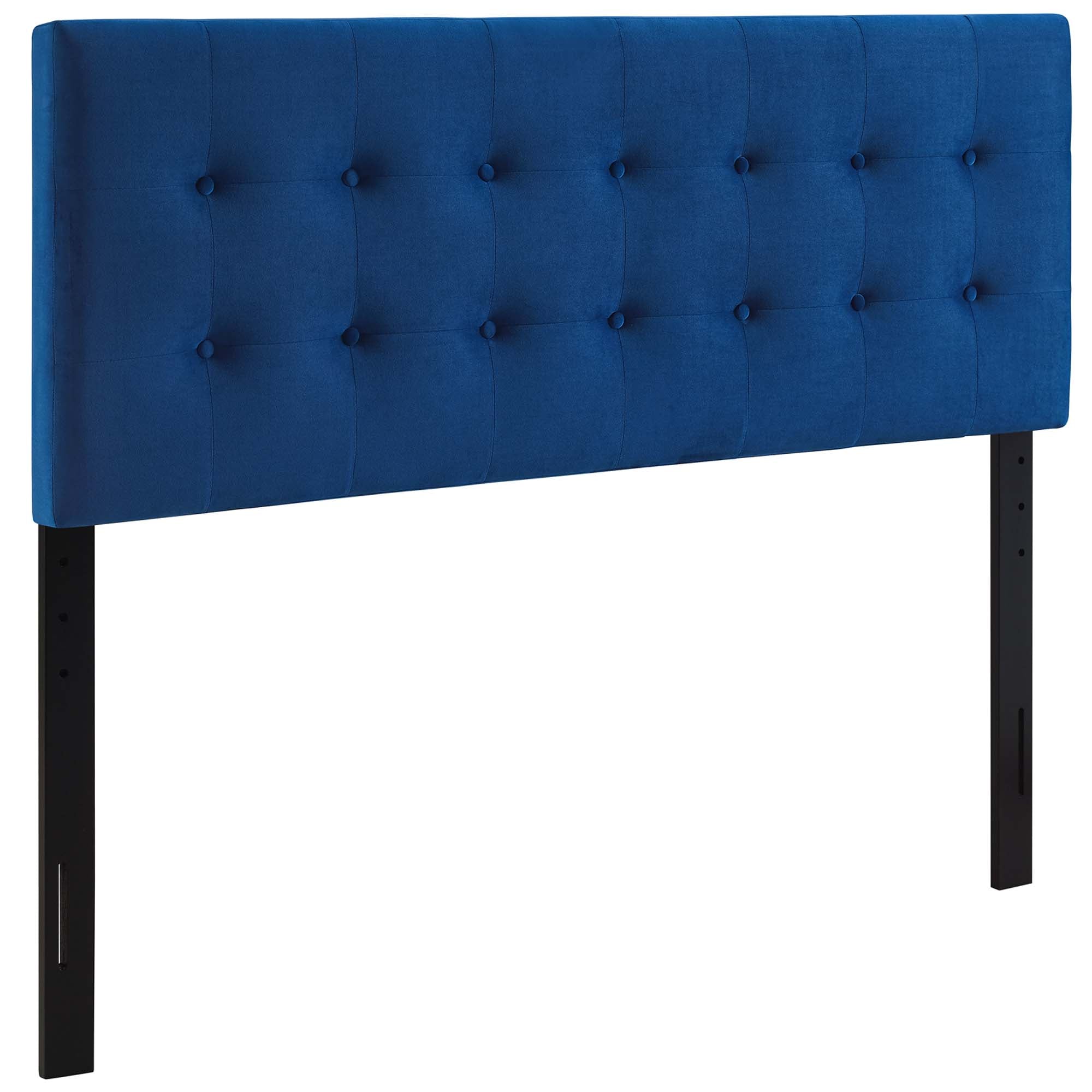 Emily Biscuit Tufted Performance Velvet Full Headboard, Navy