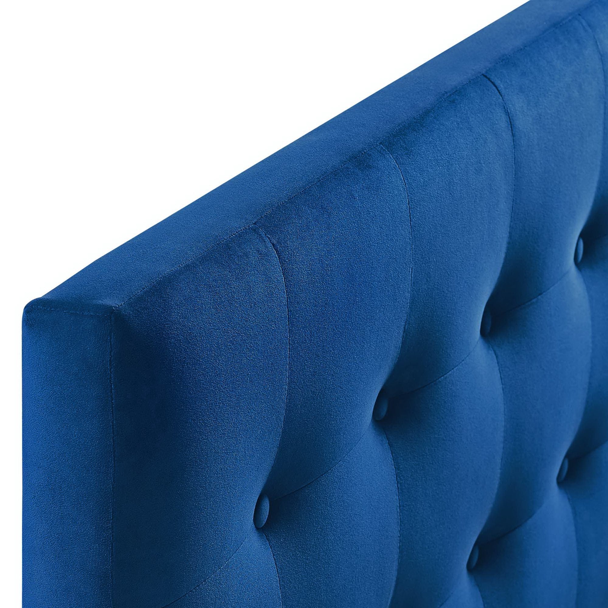 Emily Biscuit Tufted Performance Velvet Queen Headboard, Navy