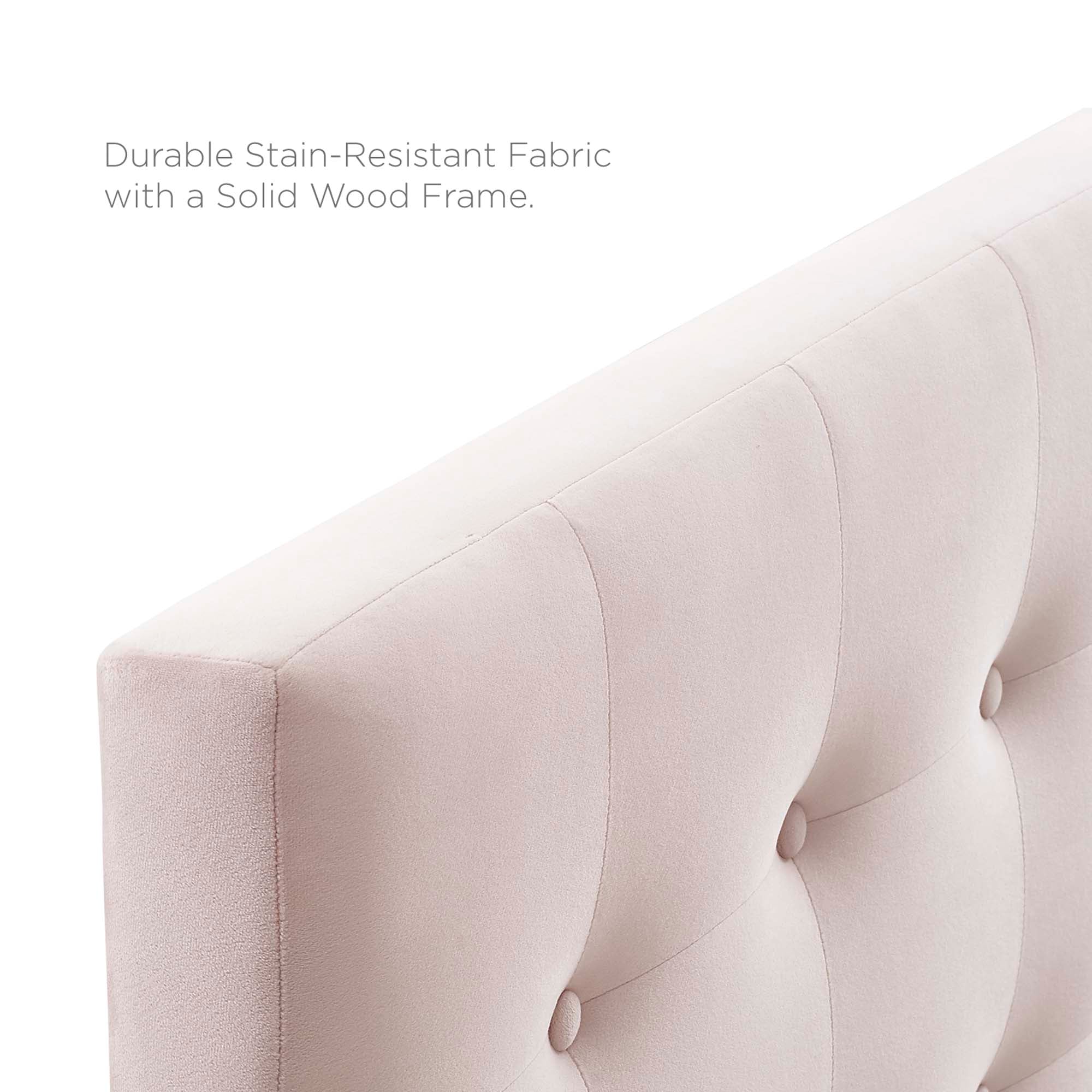 Emily Biscuit Tufted Performance Velvet Queen Headboard, Pink
