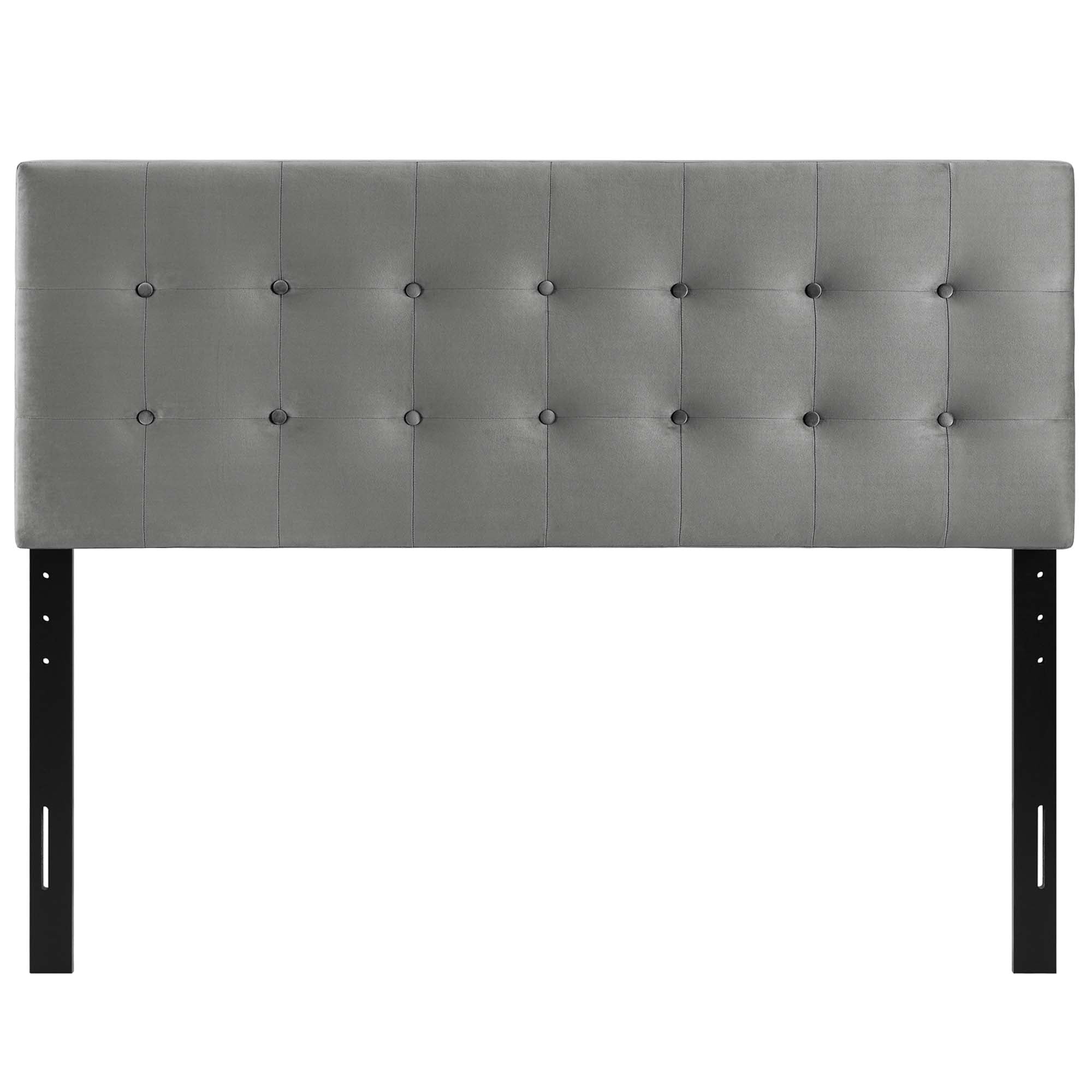 Emily Biscuit Tufted Performance Velvet King Headboard, Gray