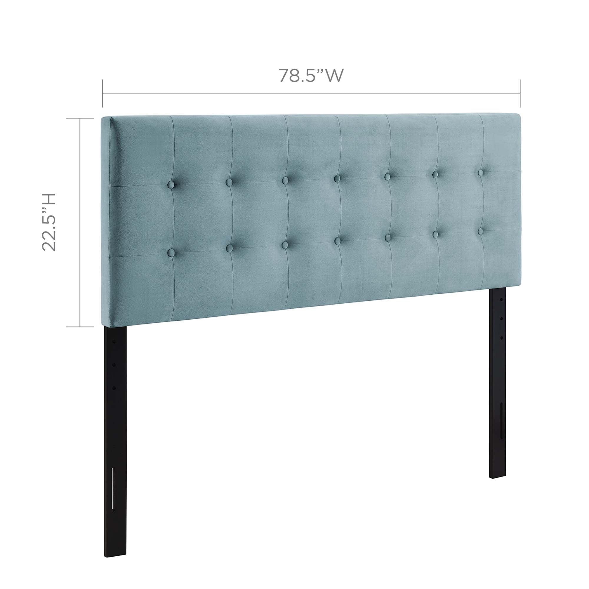 Emily Biscuit Tufted Performance Velvet King Headboard, Light Blue
