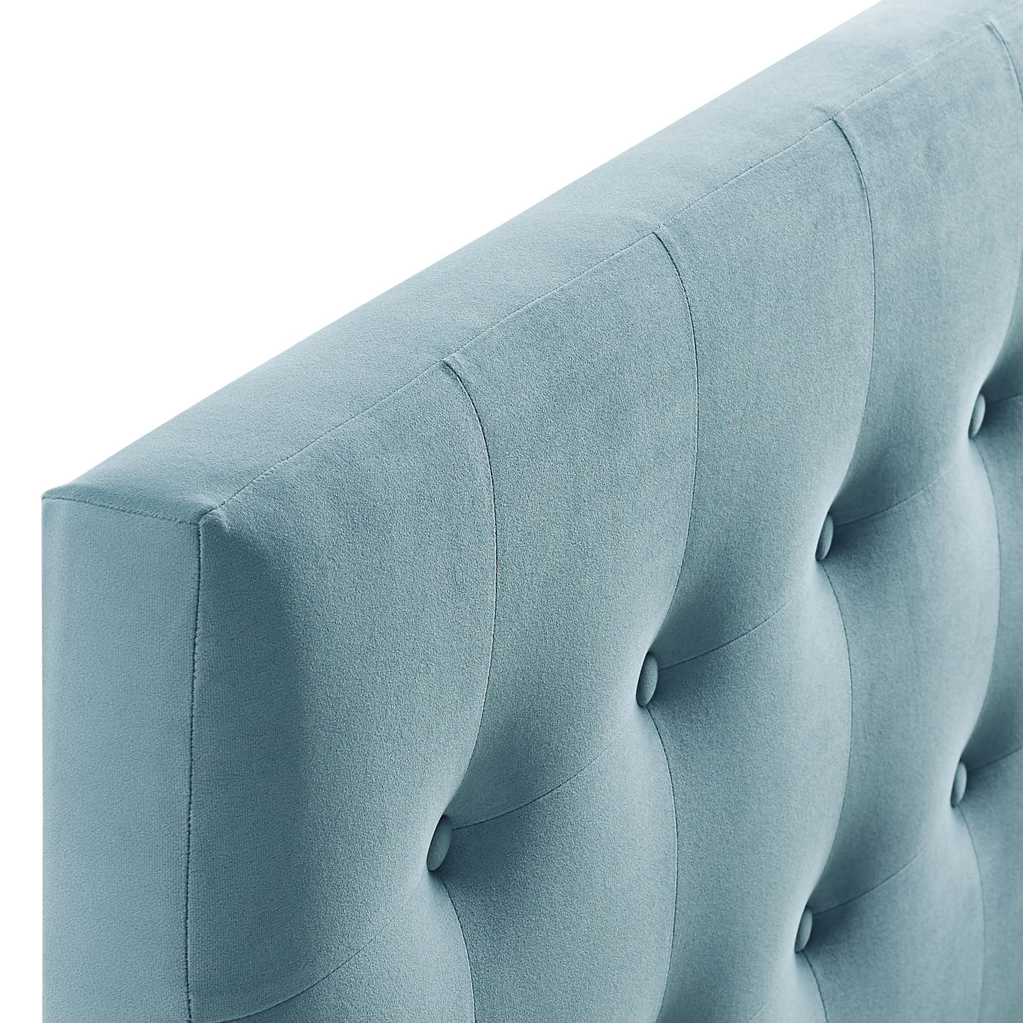 Emily Biscuit Tufted Performance Velvet King Headboard, Light Blue