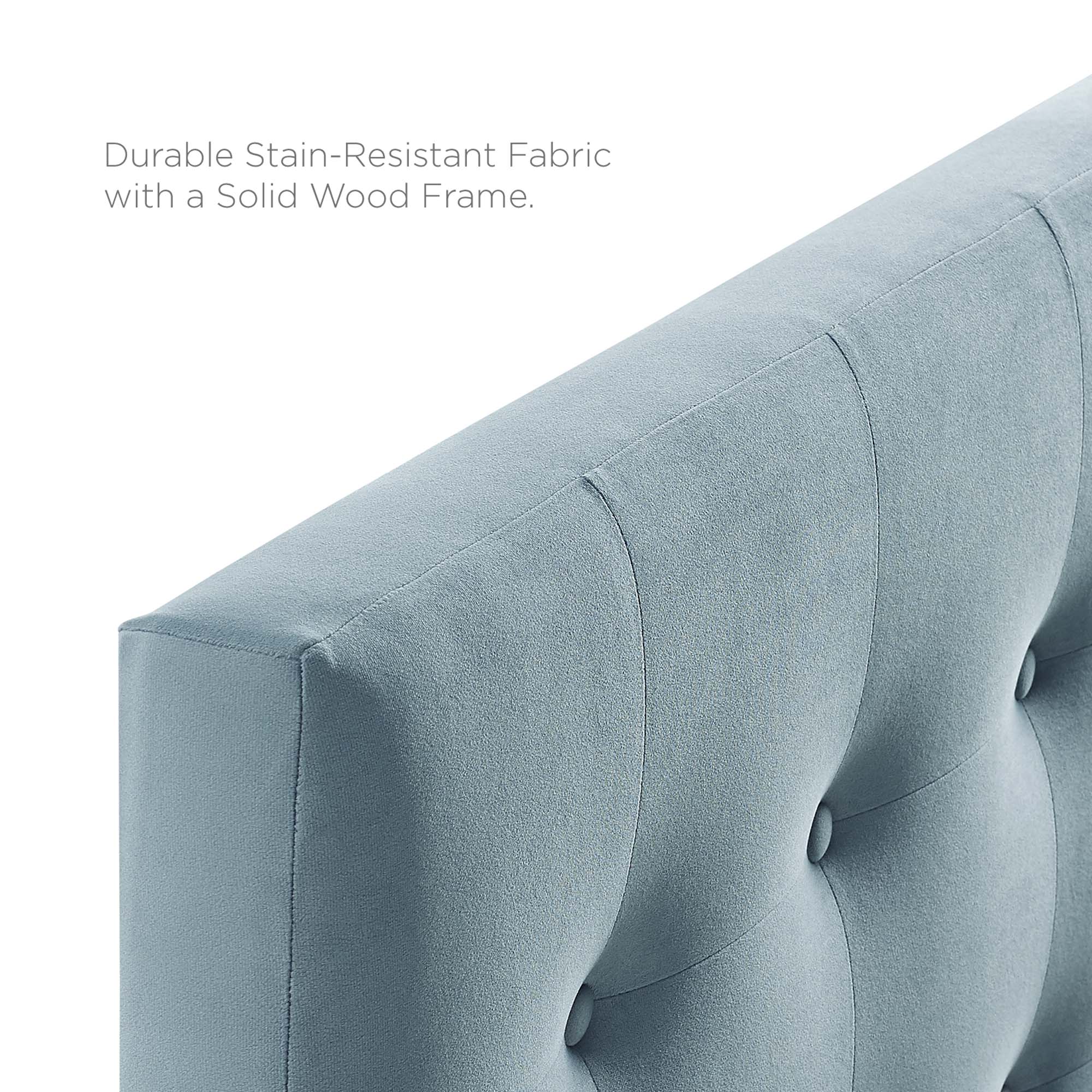 Emily Biscuit Tufted Performance Velvet King Headboard, Light Blue