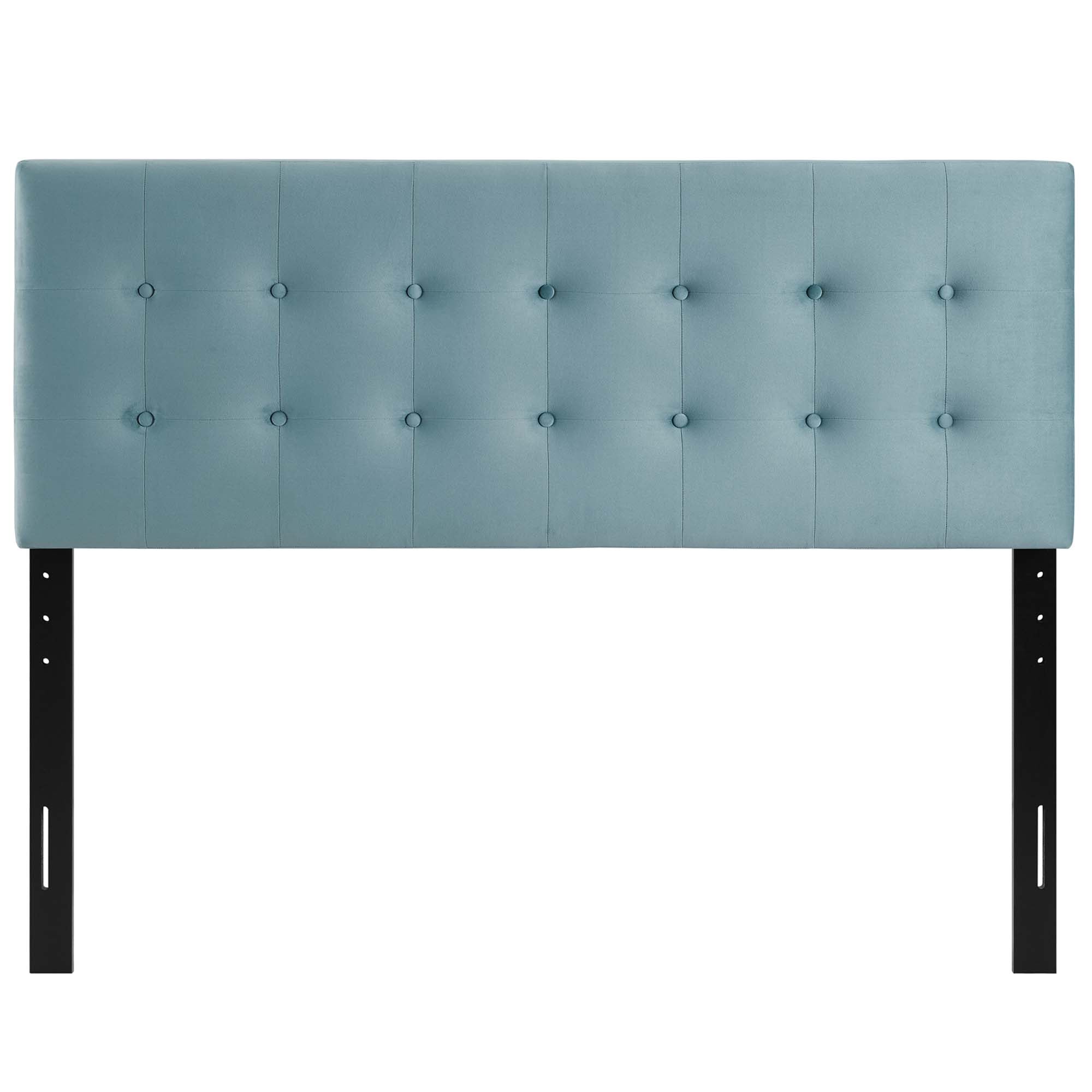 Emily Biscuit Tufted Performance Velvet King Headboard, Light Blue