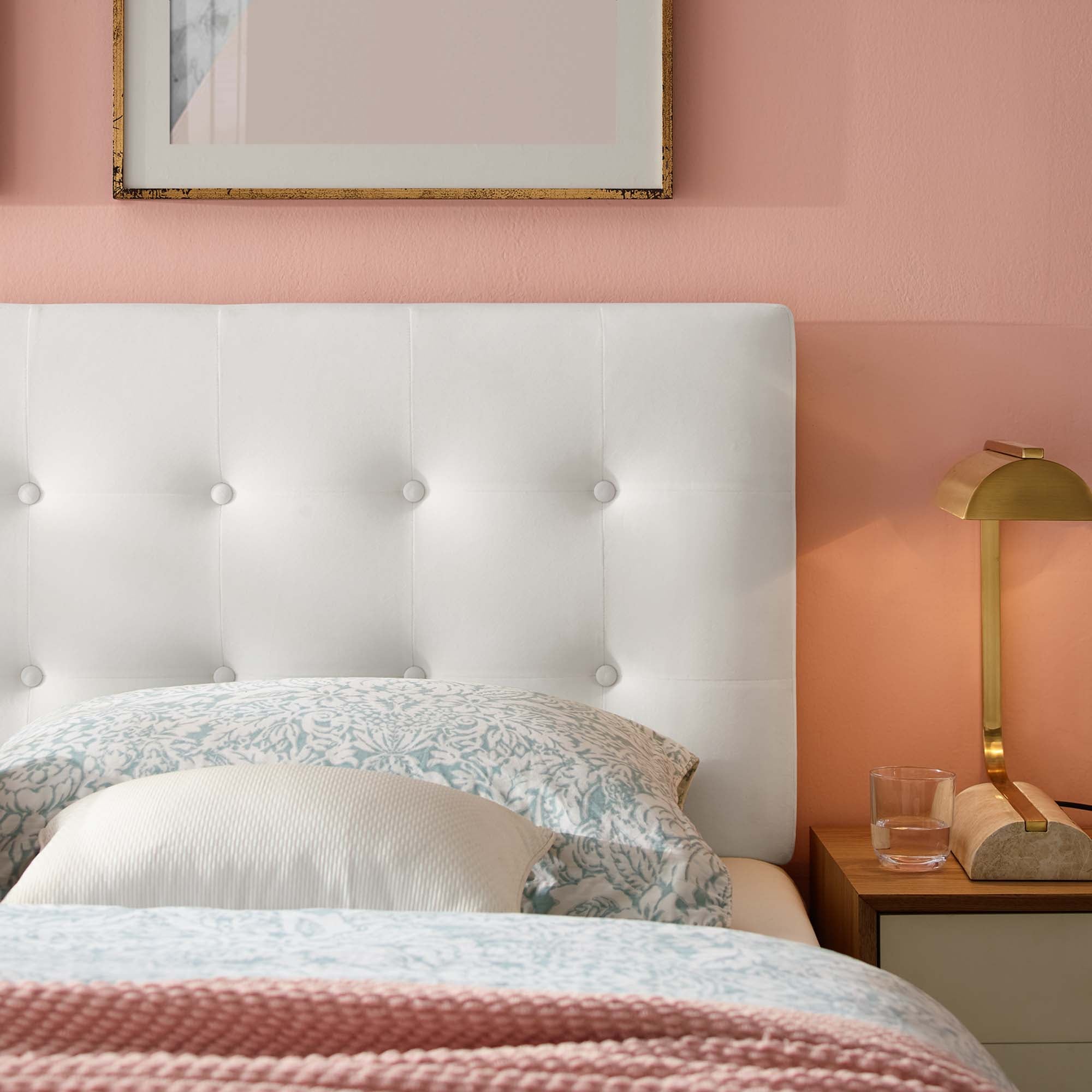 Emily Biscuit Tufted Performance Velvet King Headboard, White