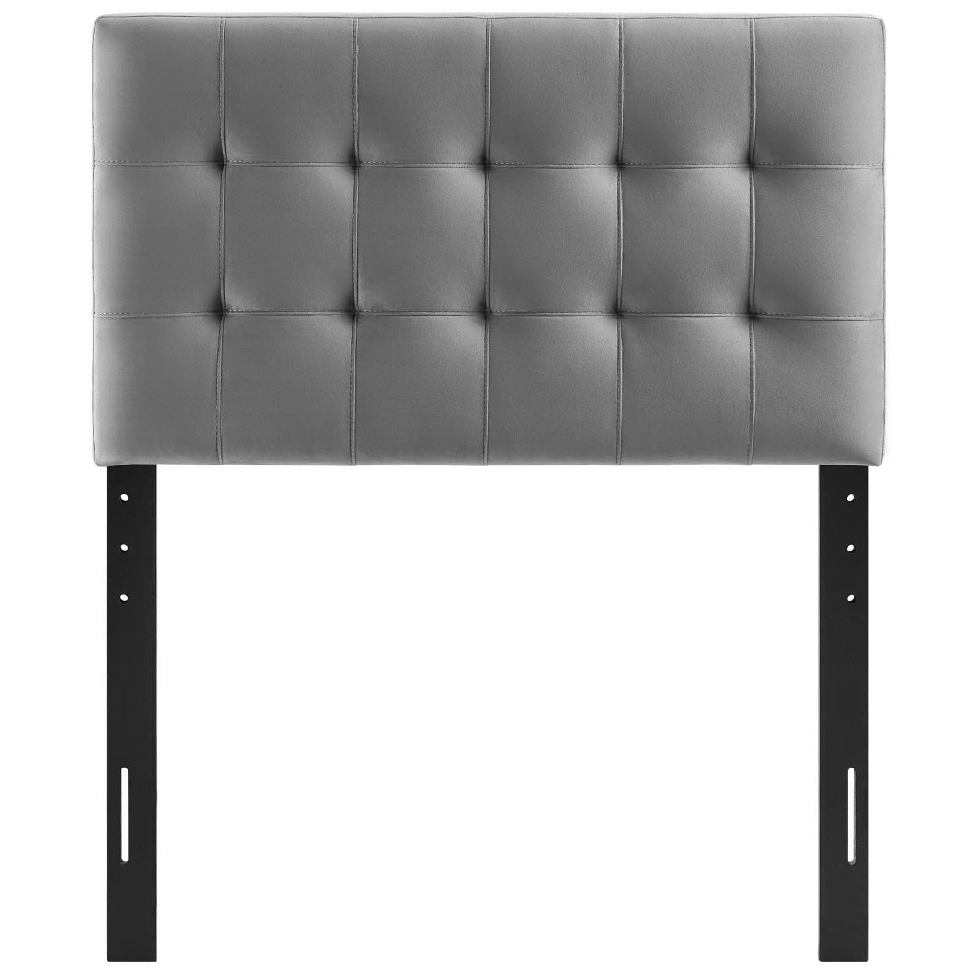 Lily Biscuit Tufted Performance Velvet Twin Headboard, Gray