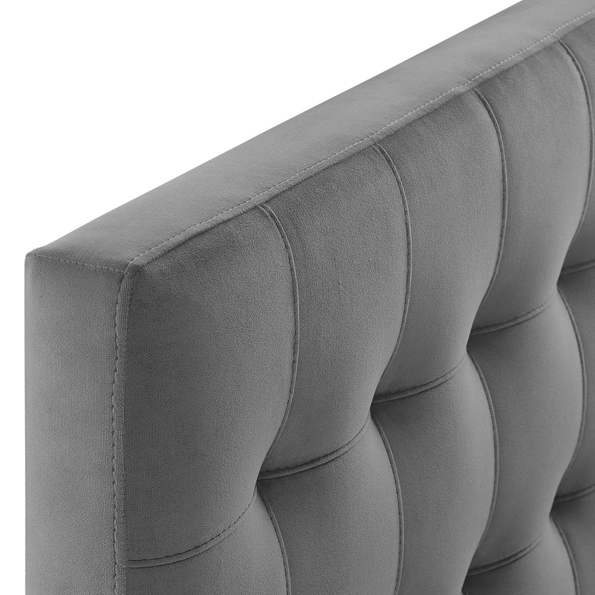 Lily Biscuit Tufted Performance Velvet Twin Headboard, Gray