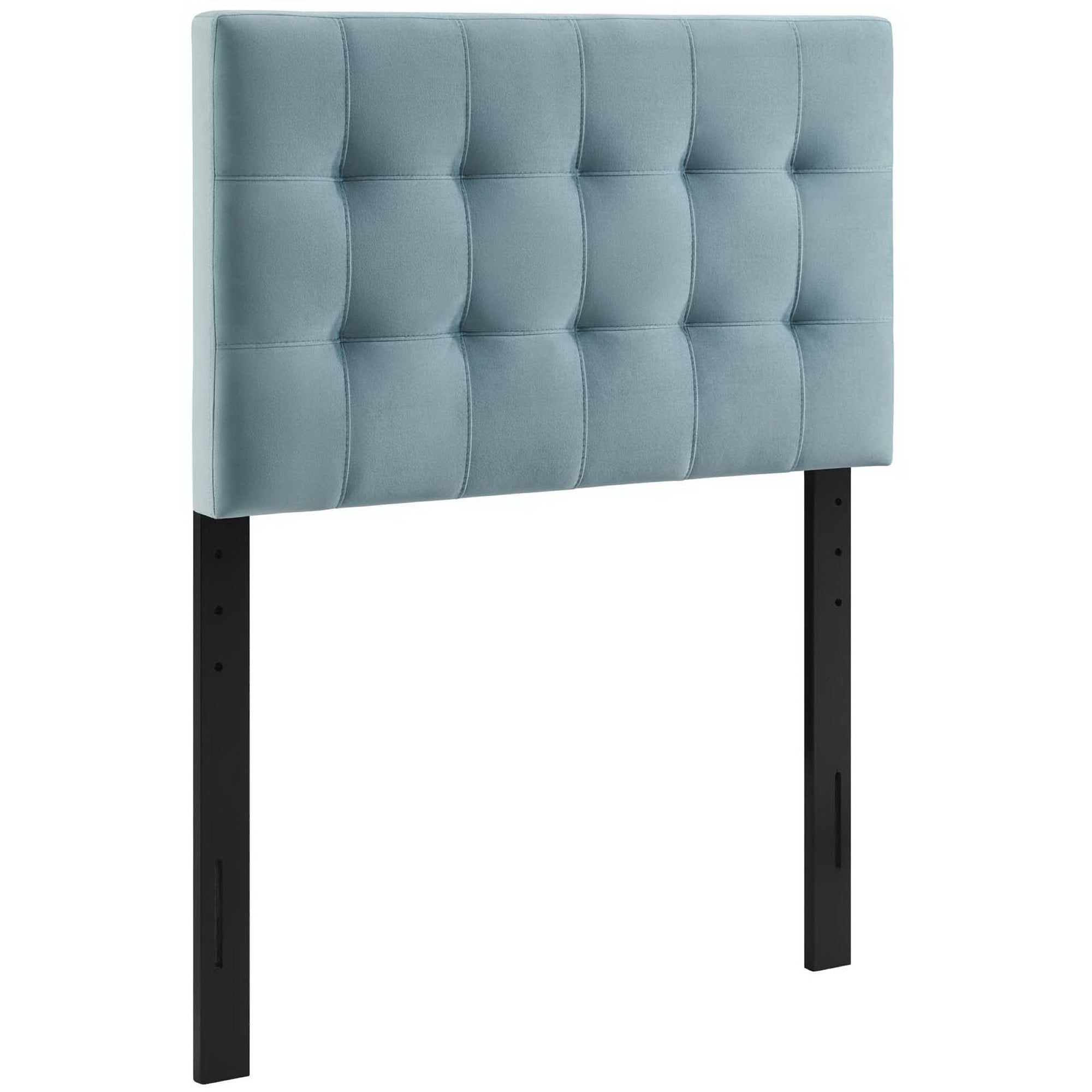 Lily Biscuit Tufted Performance Velvet Twin Headboard, Light Blue