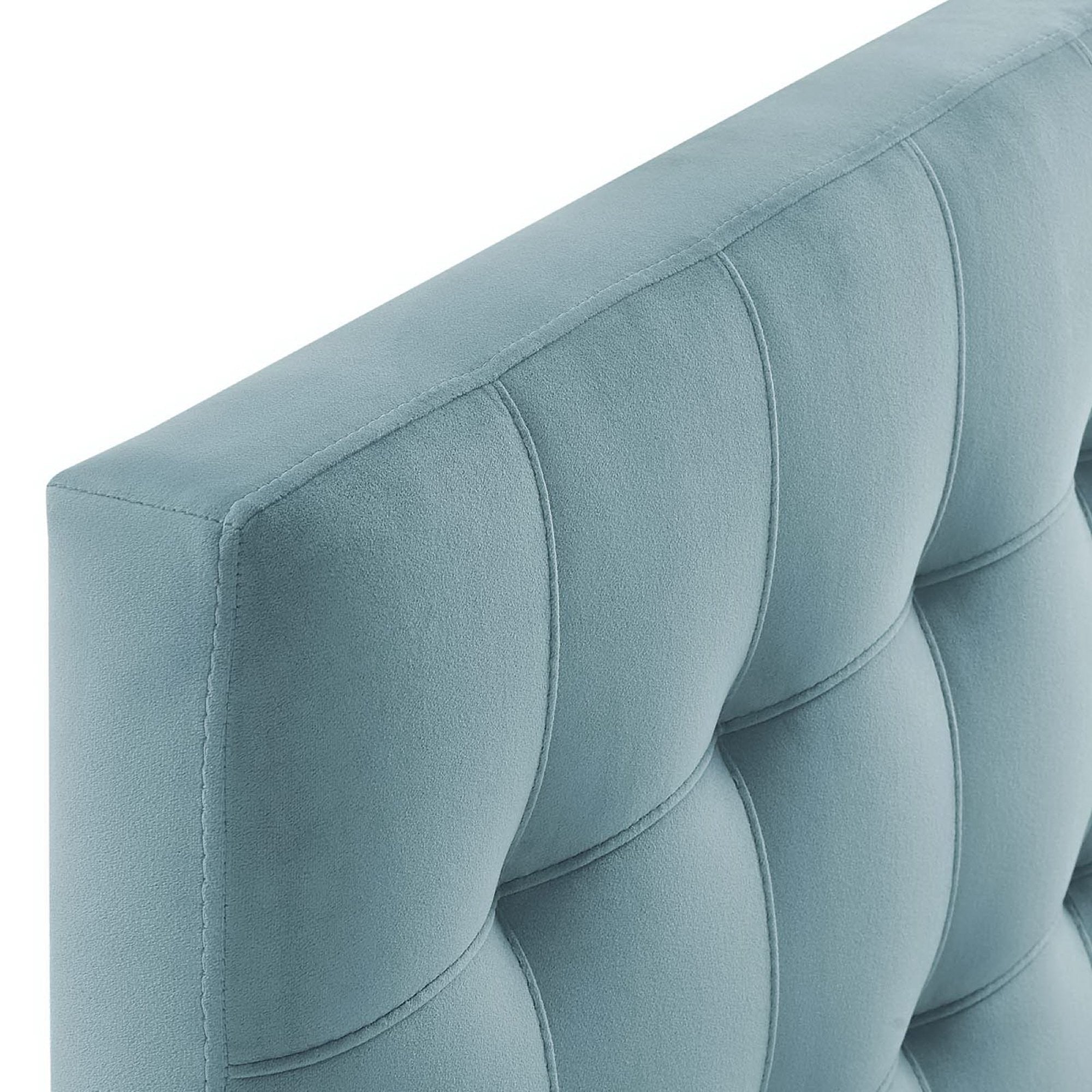 Lily Biscuit Tufted Performance Velvet Twin Headboard, Light Blue