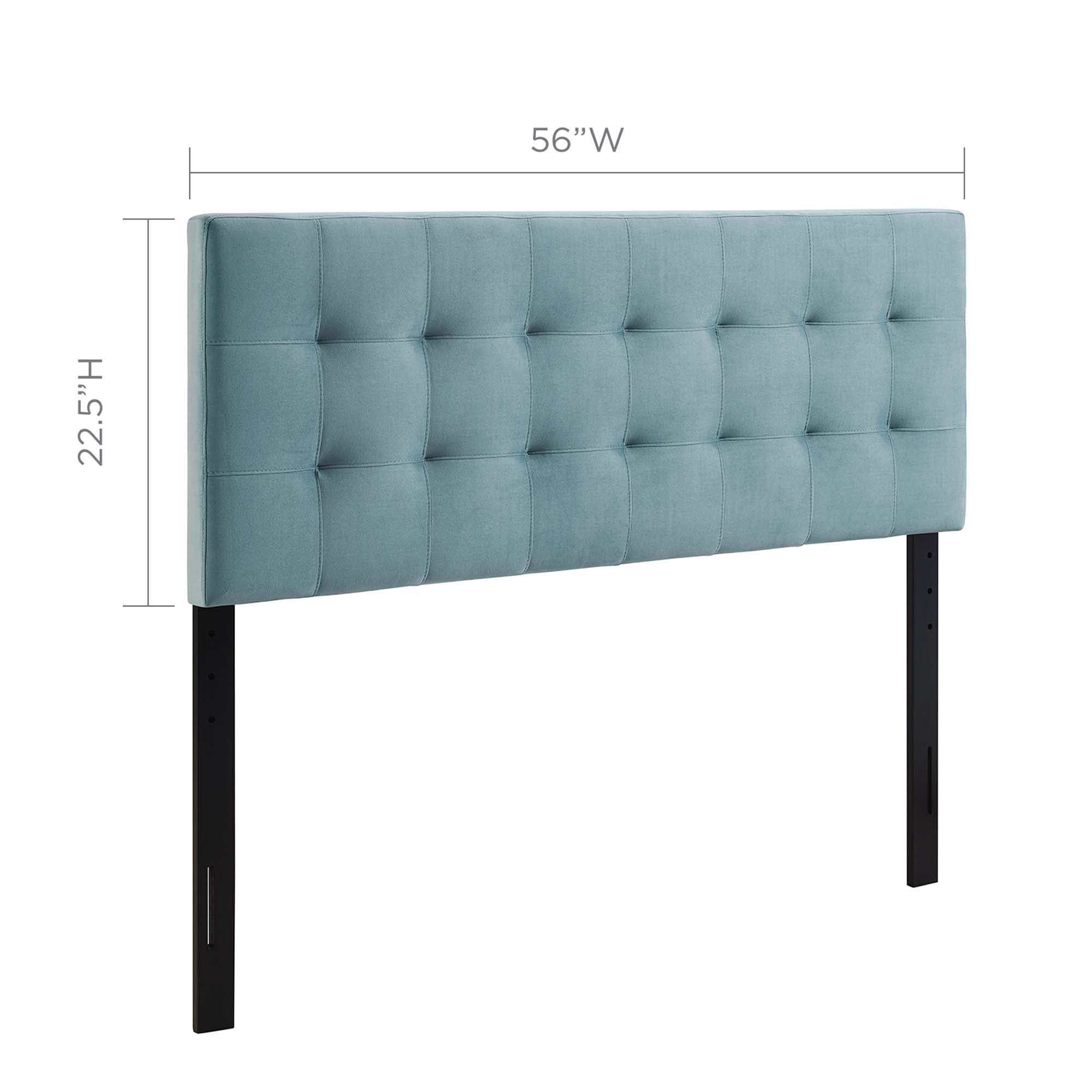 Lily Biscuit Tufted Performance Velvet Full Headboard, Light Blue