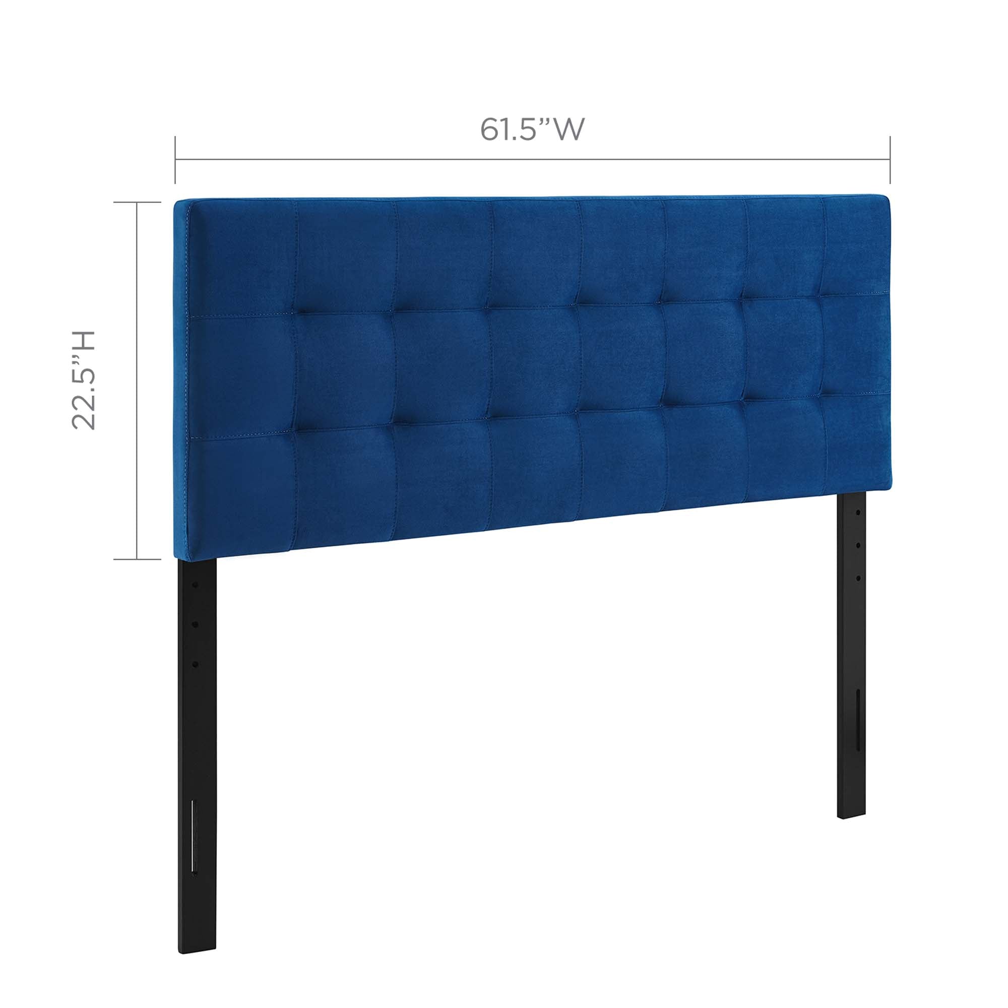 Lily Biscuit Tufted Performance Velvet Queen Headboard, Navy