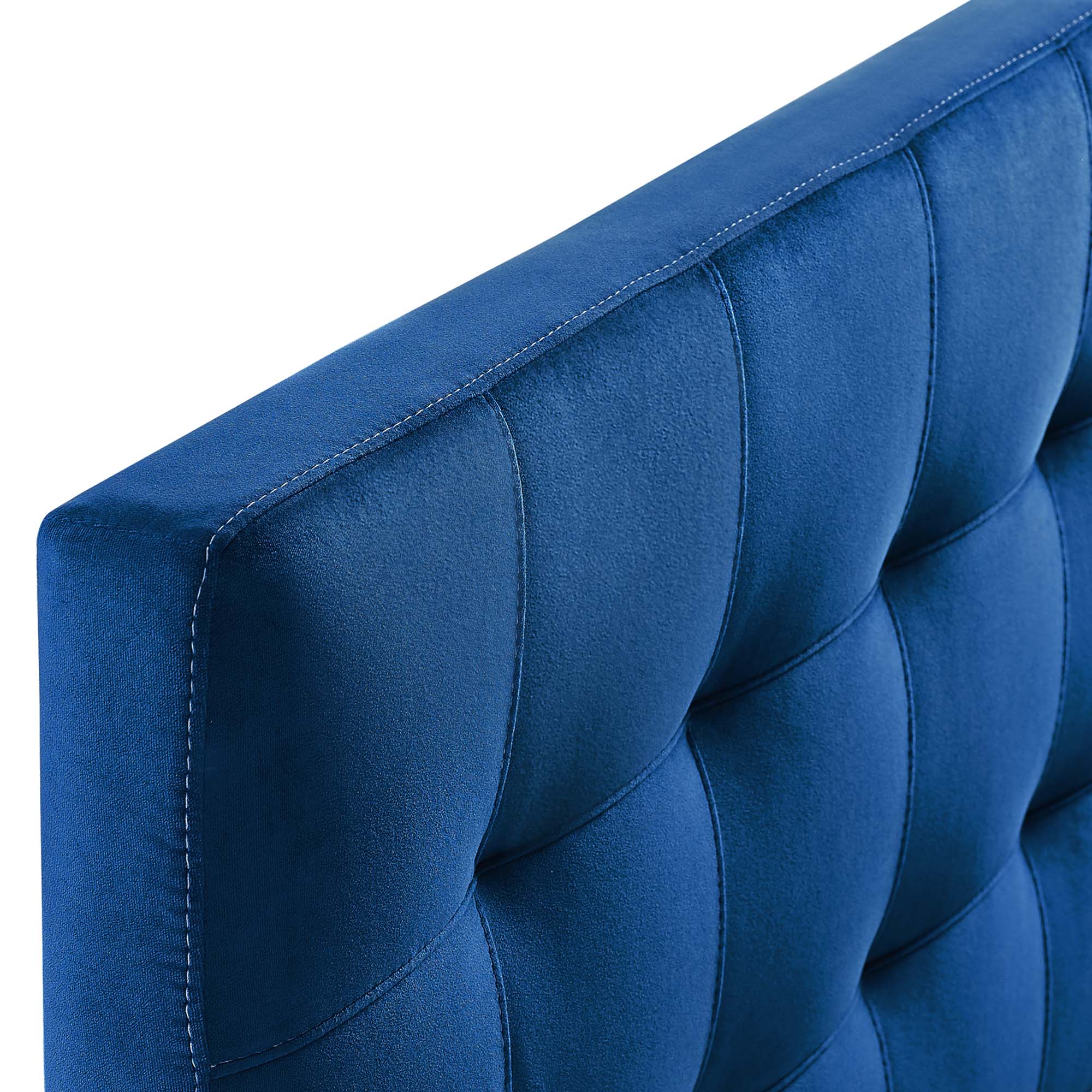Lily Biscuit Tufted Performance Velvet Queen Headboard, Navy