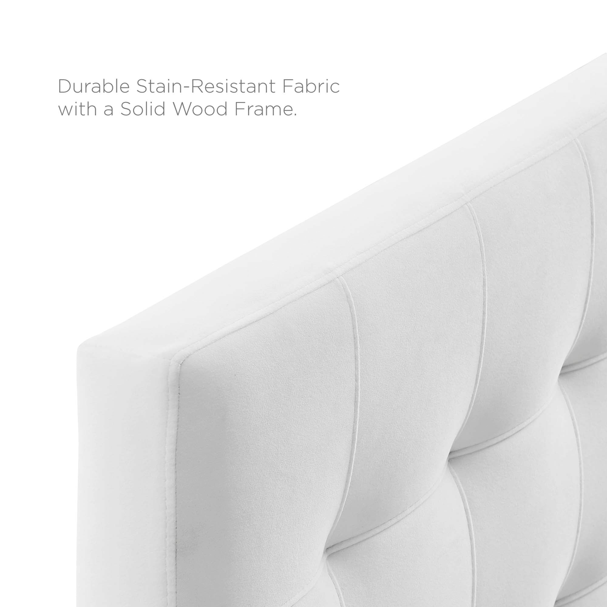 Lily Biscuit Tufted Performance Velvet Queen Headboard, White