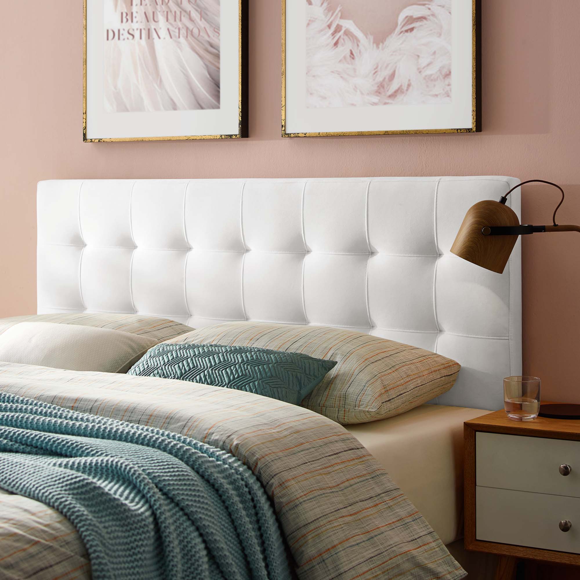 Lily Biscuit Tufted Performance Velvet King Headboard, White