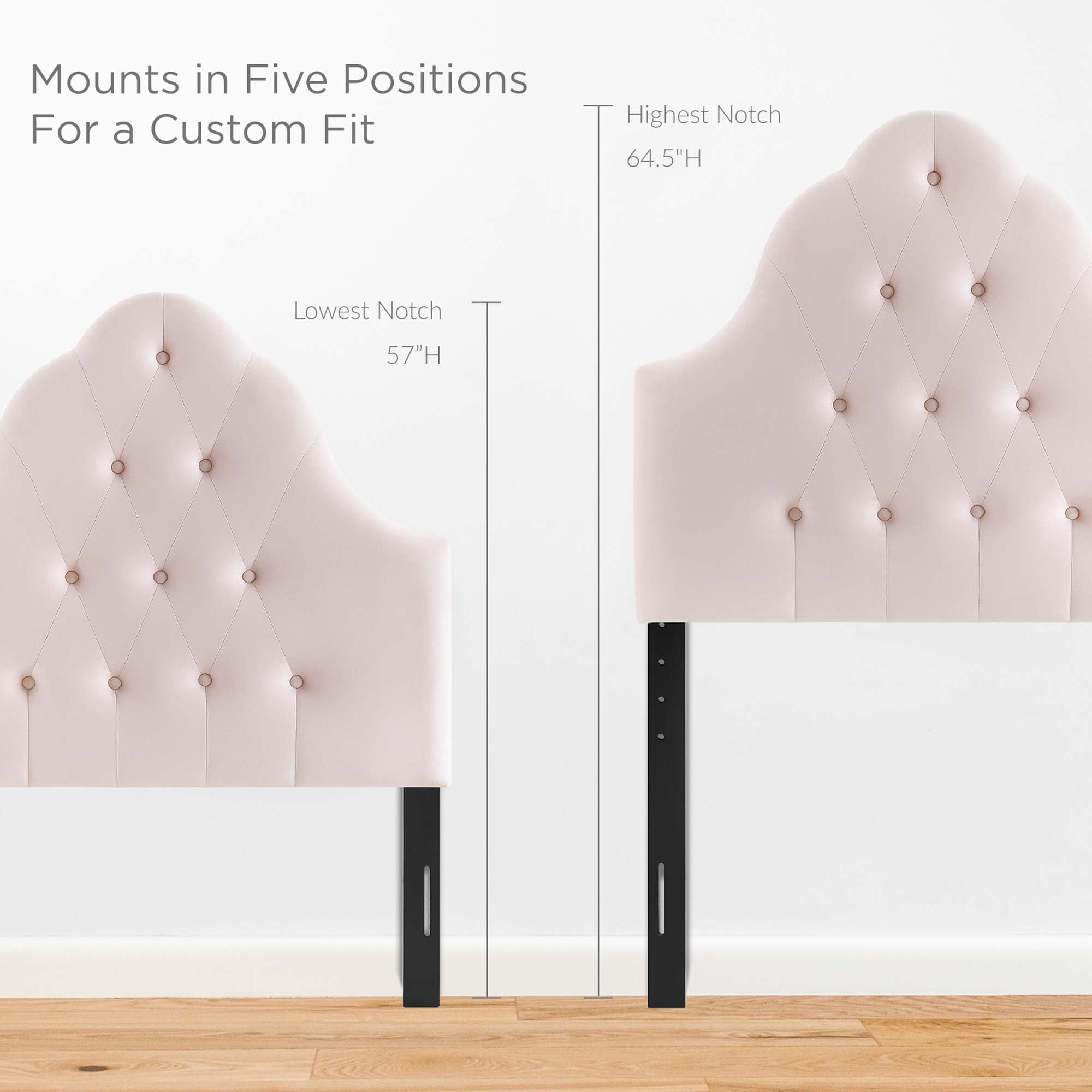 Sovereign Diamond Tufted Performance Velvet Twin Headboard, Pink