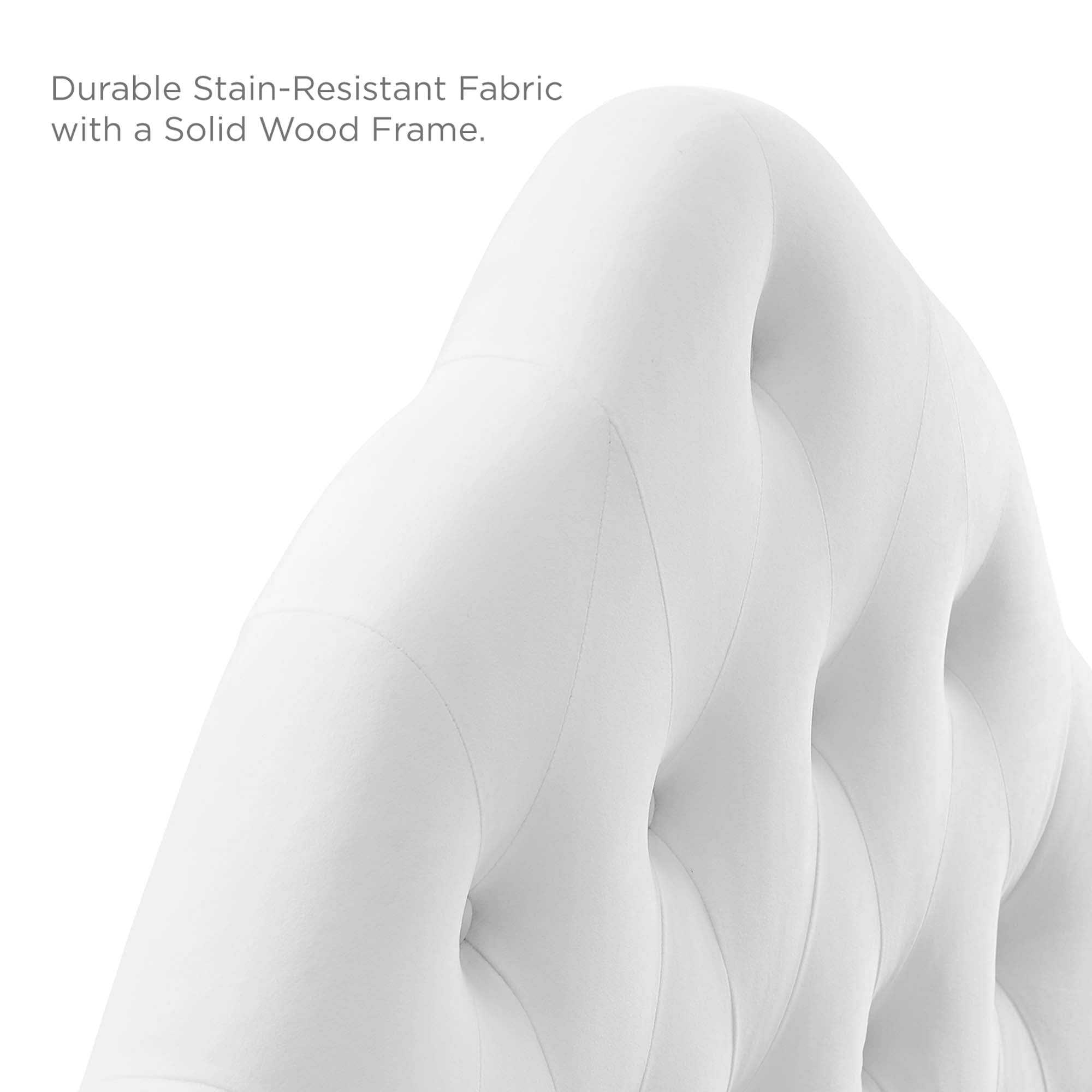 Sovereign Diamond Tufted Performance Velvet Queen Headboard, White