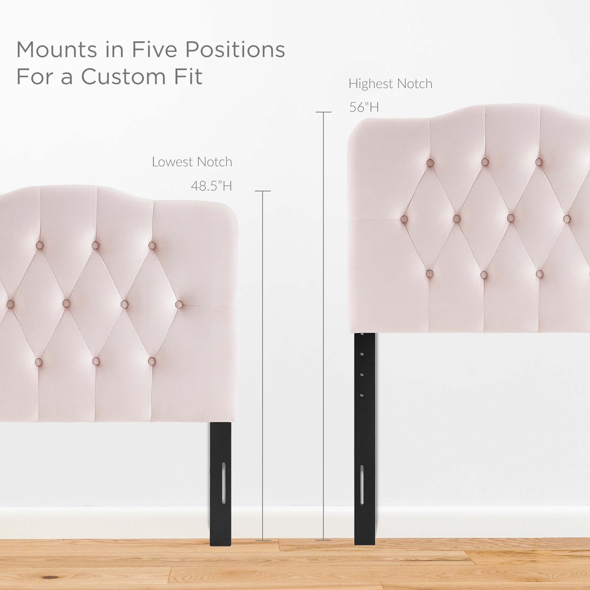 Annabel Diamond Tufted Performance Velvet Twin Headboard, Pink