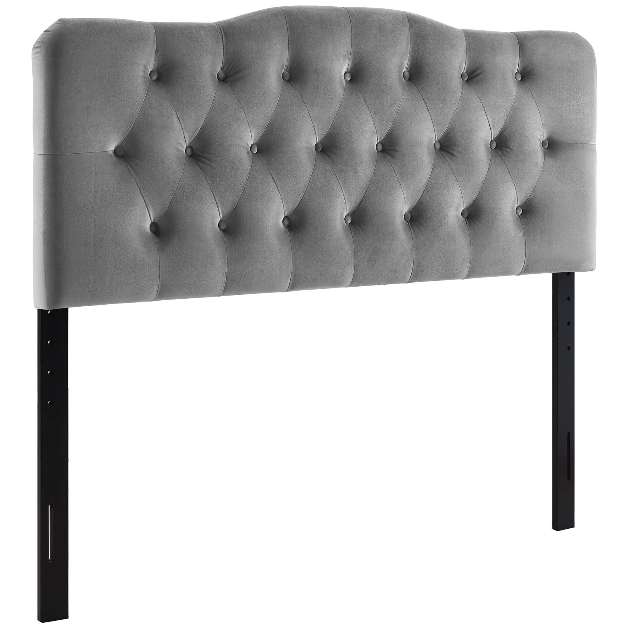 Annabel Diamond Tufted Performance Velvet King Headboard, Gray