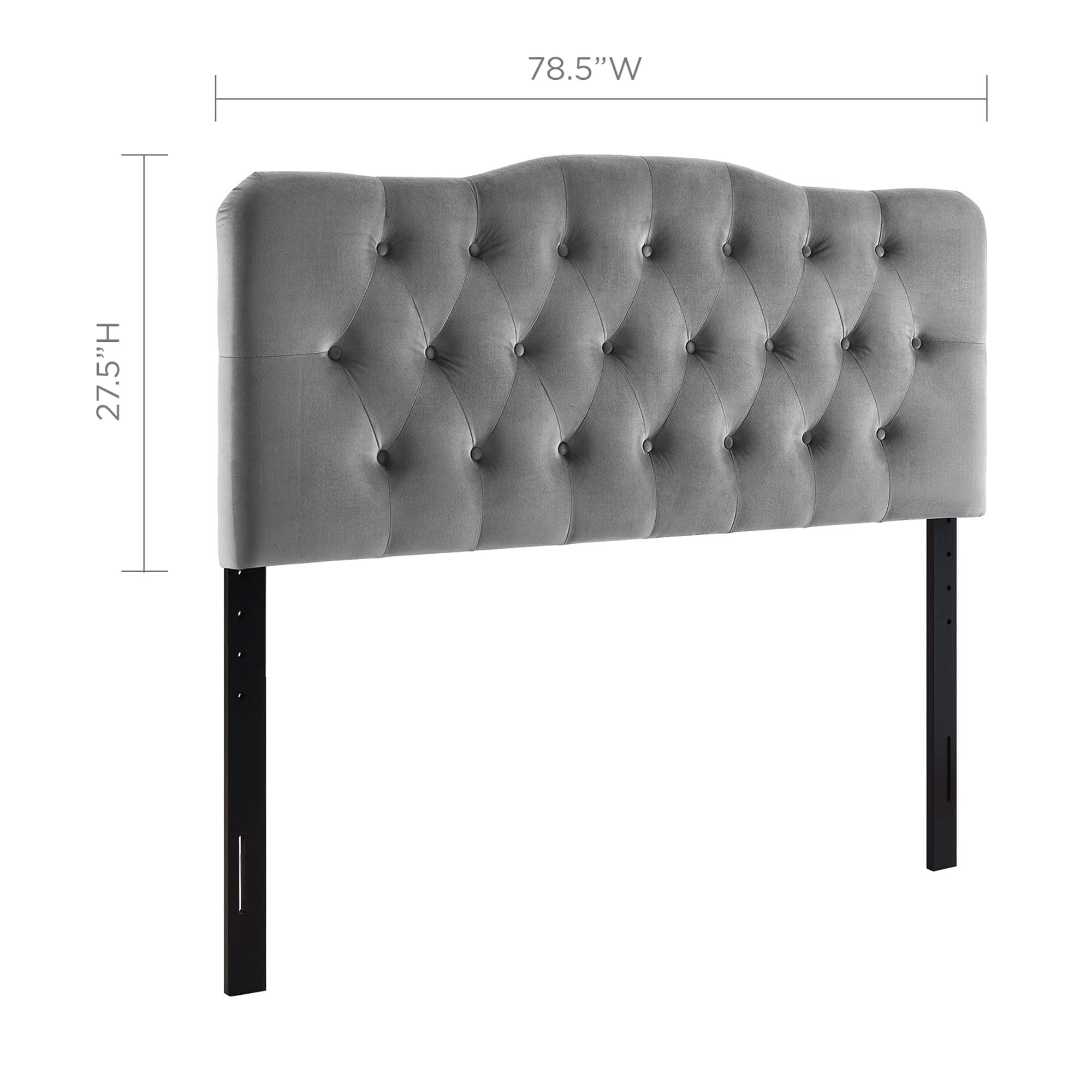 Annabel Diamond Tufted Performance Velvet King Headboard, Gray