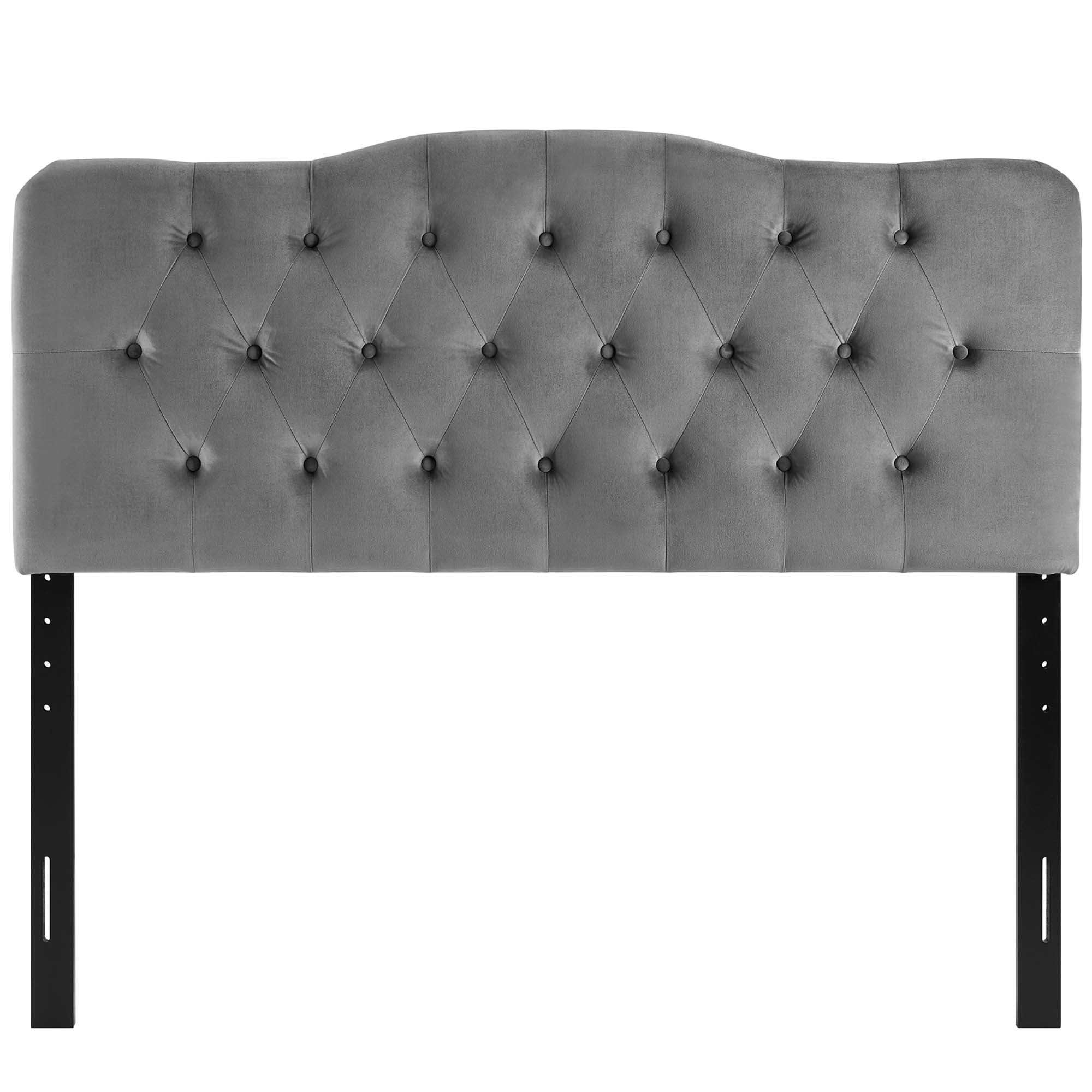 Annabel Diamond Tufted Performance Velvet Queen Headboard, Gray