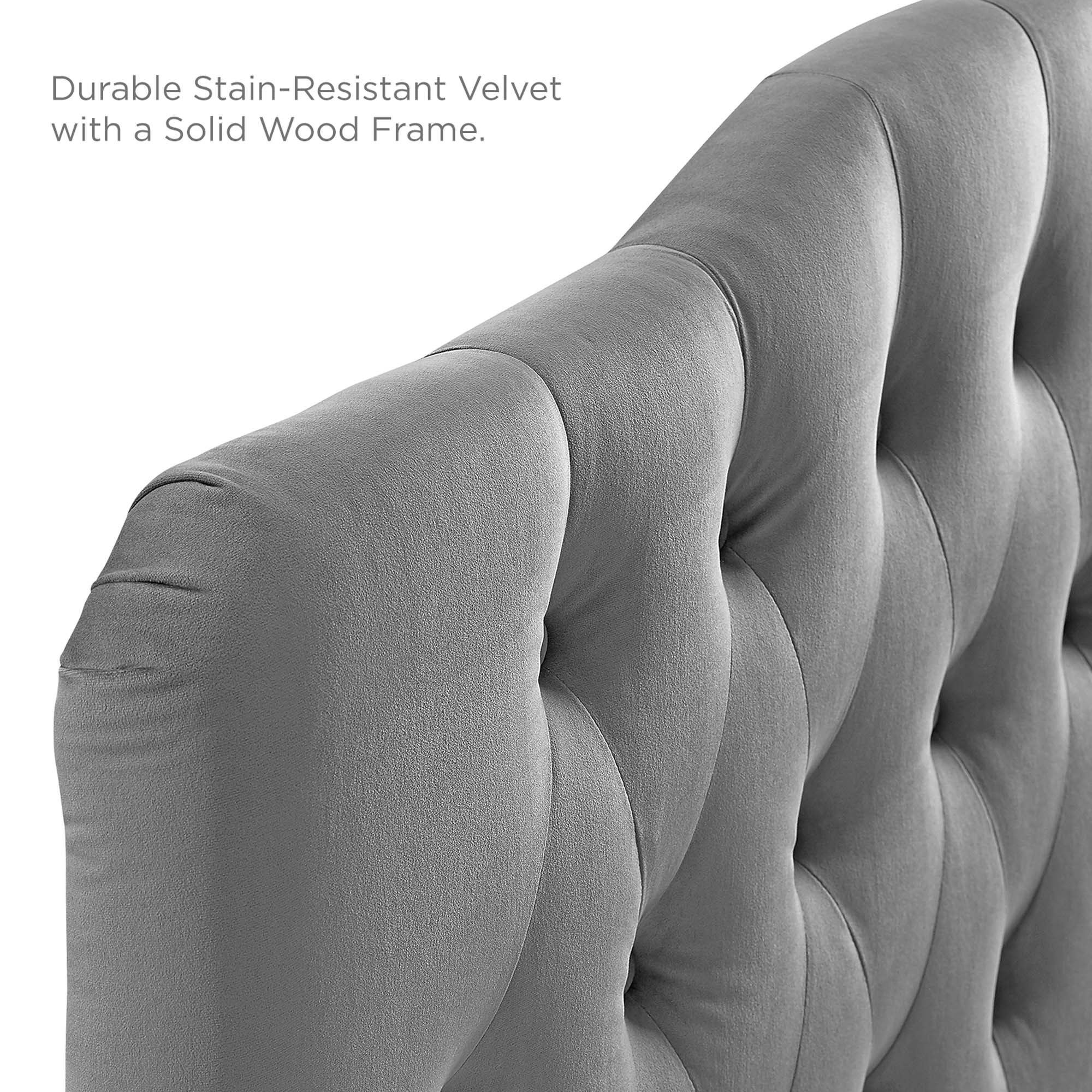 Annabel Diamond Tufted Performance Velvet Queen Headboard, Gray