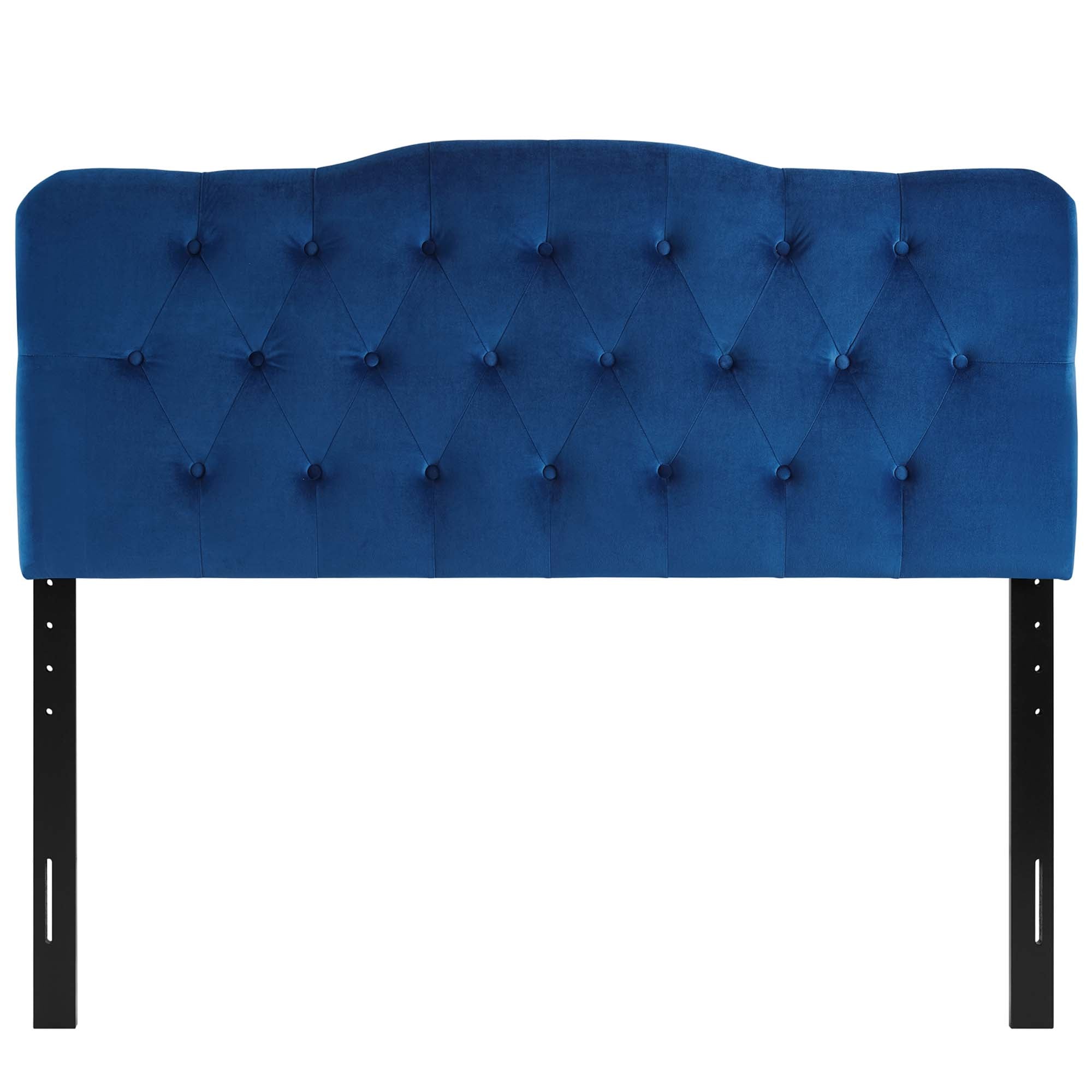 Annabel Diamond Tufted Performance Velvet Queen Headboard, Navy